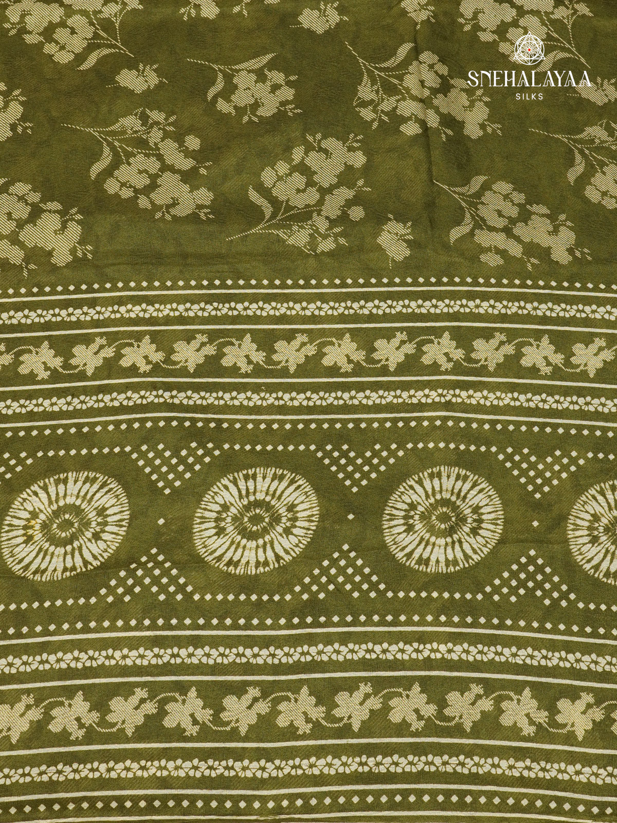 Olive Green Printed Matka Saree