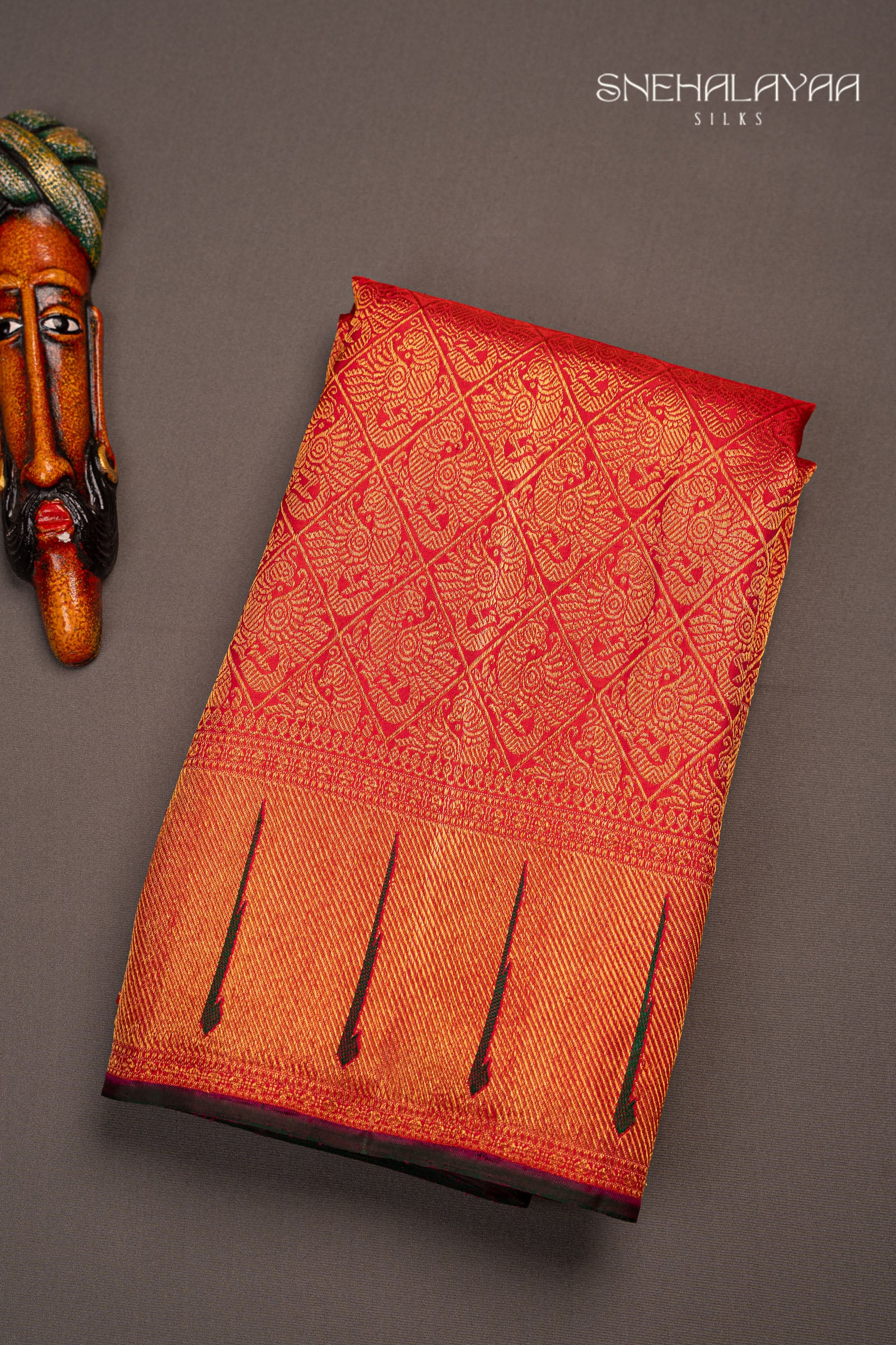 Candy Red Kanjivaram Silk Saree