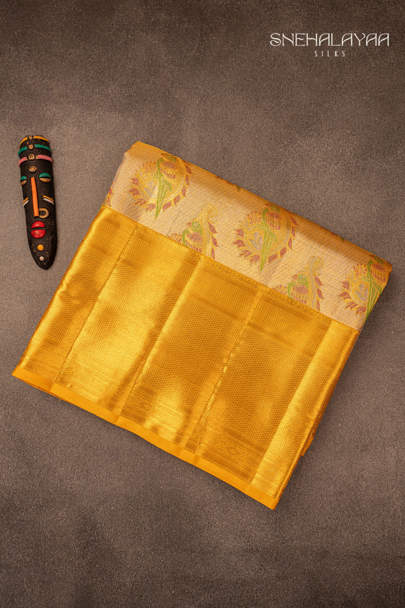 Golden Yellow Kancheevaram Silk Saree
