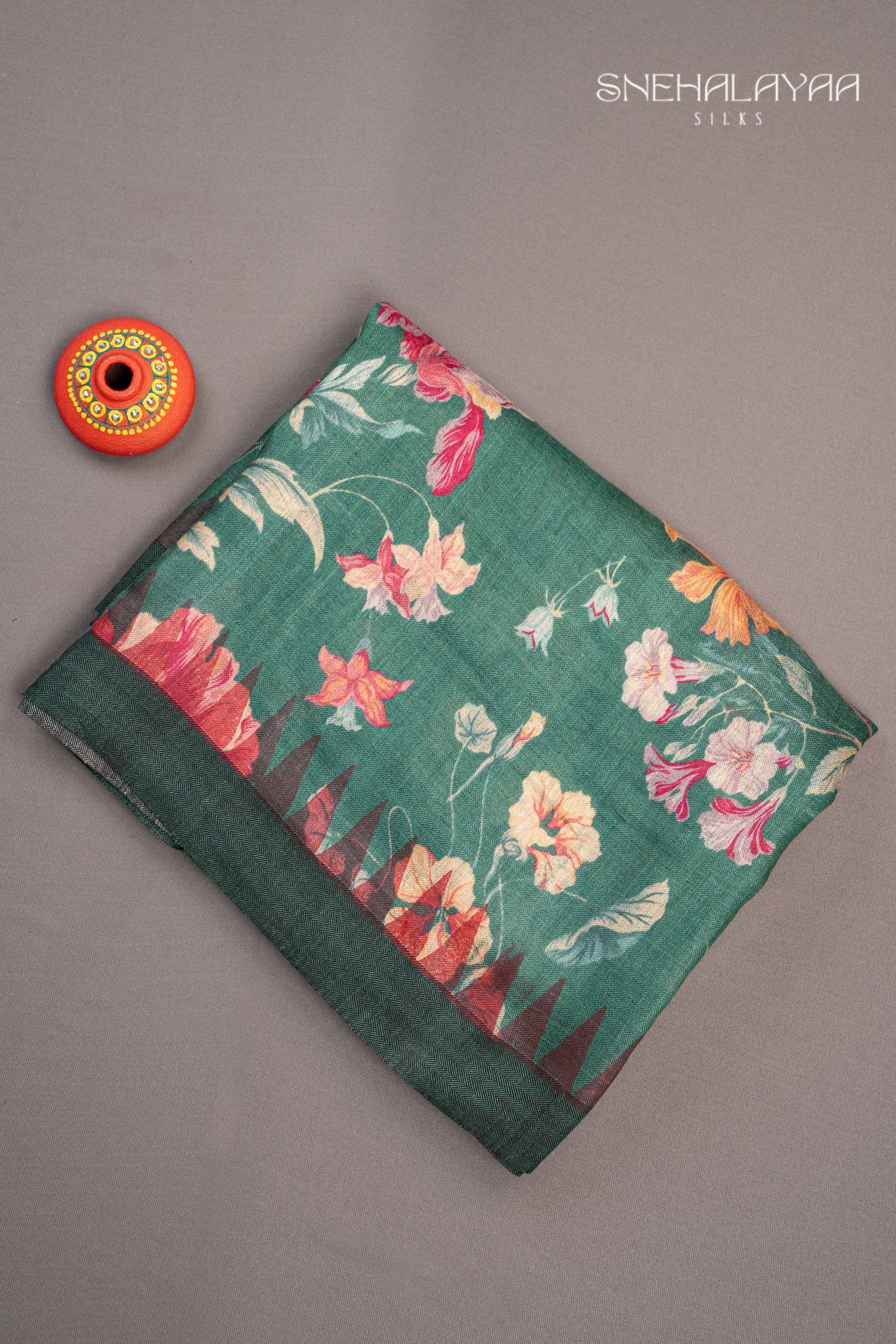 Fern Green Tussar Saree