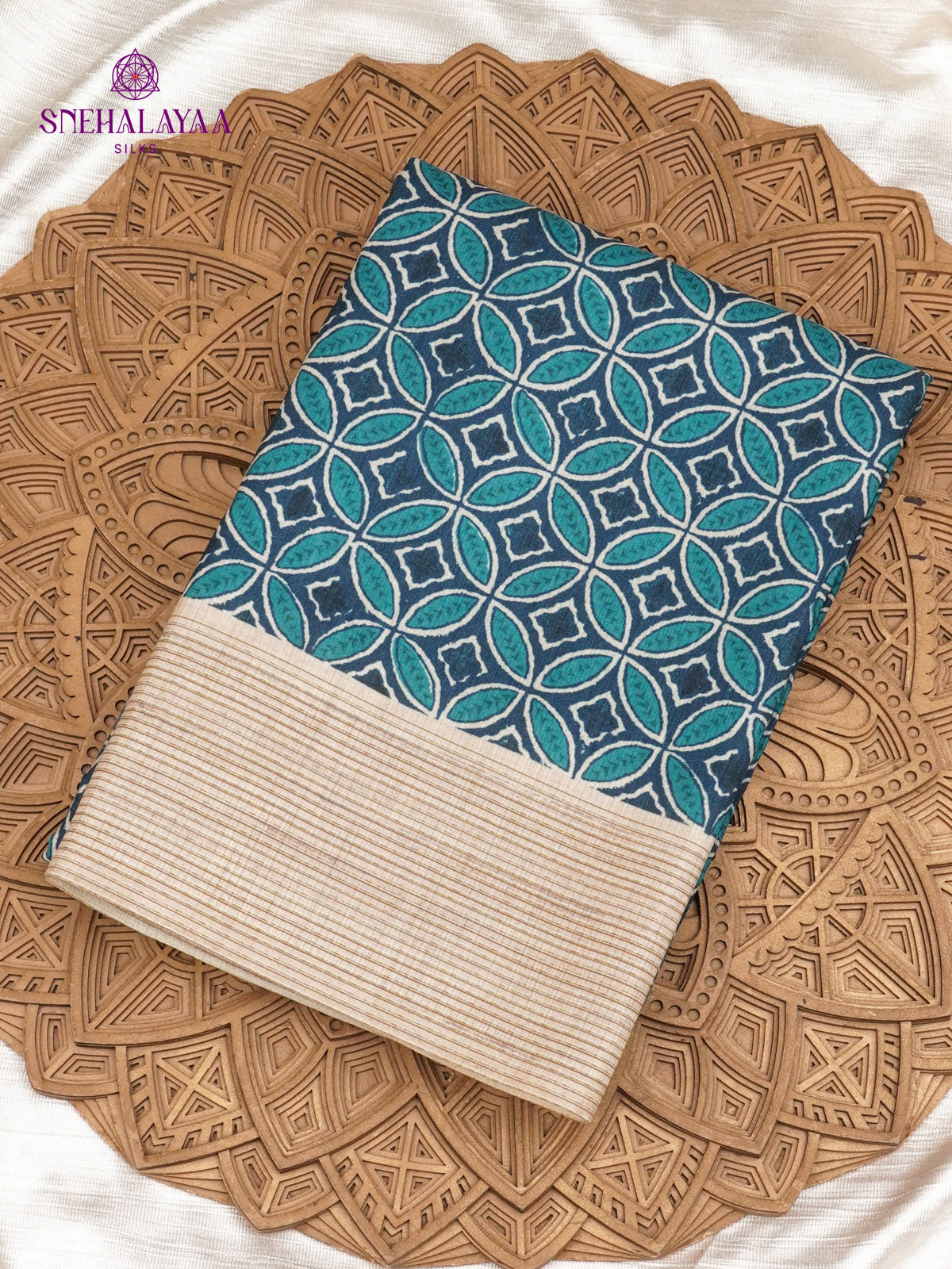 Navy Blue Tussar Saree