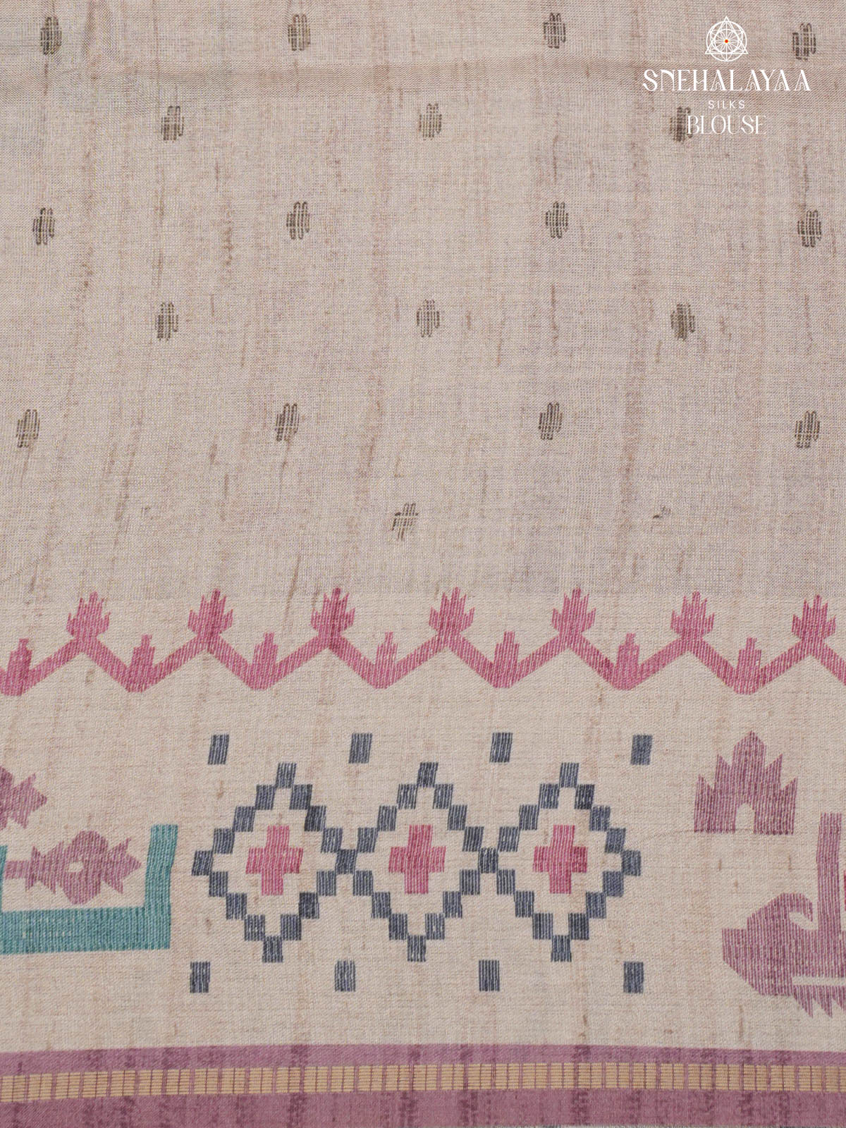 Plum Printed Tussar Saree