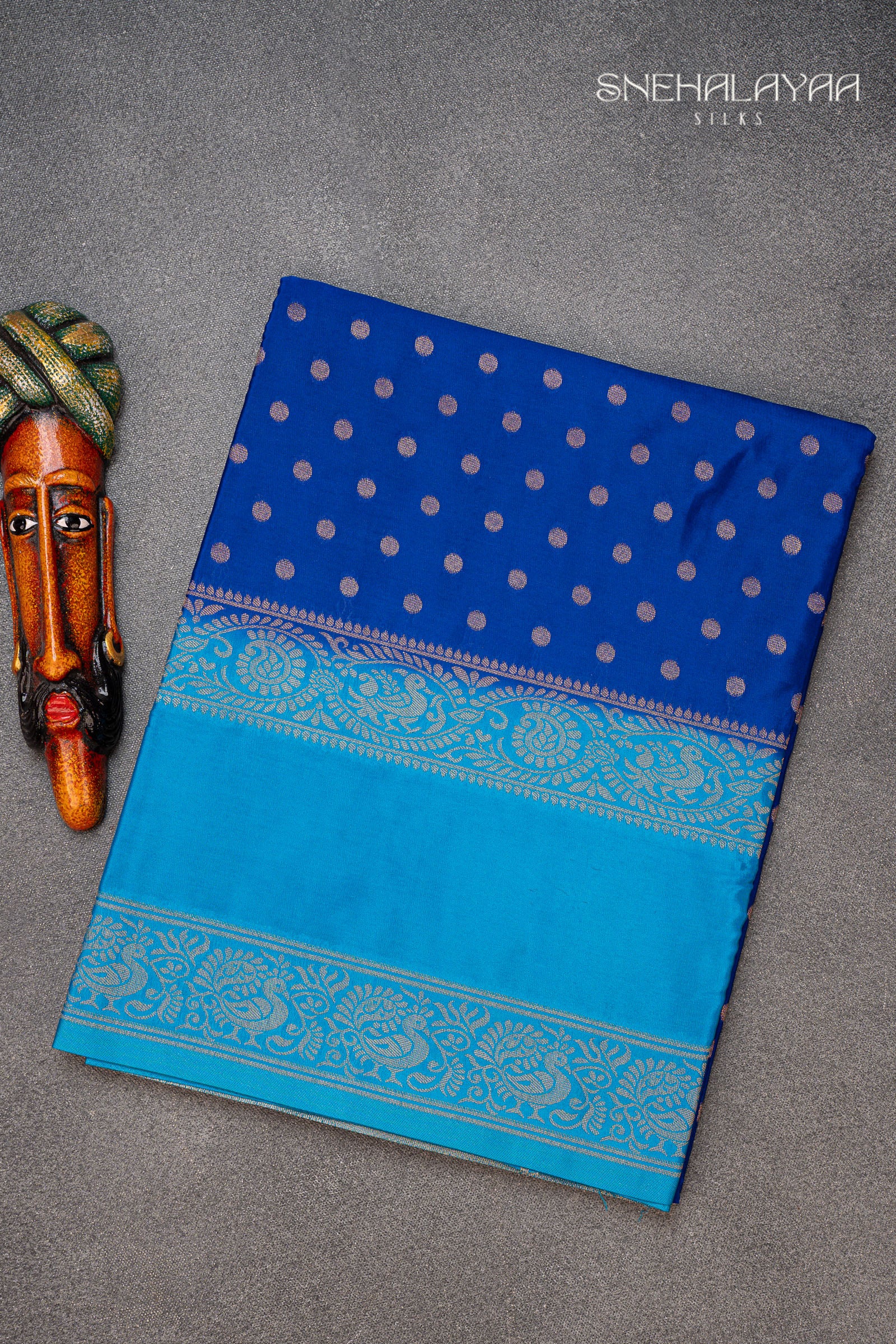 Azure Blue Semi Mysore Silk Saree
