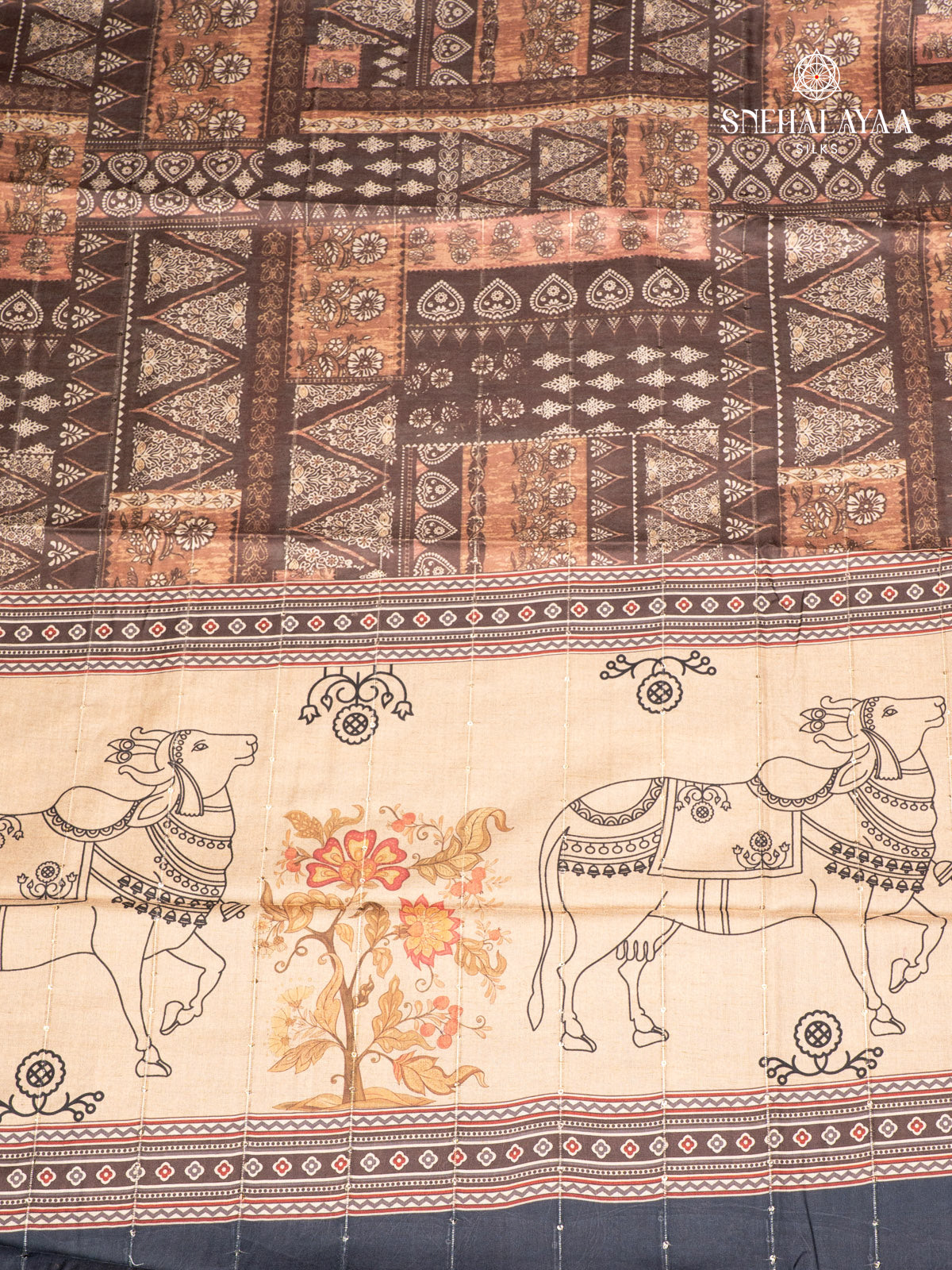 Brown Tussar Saree