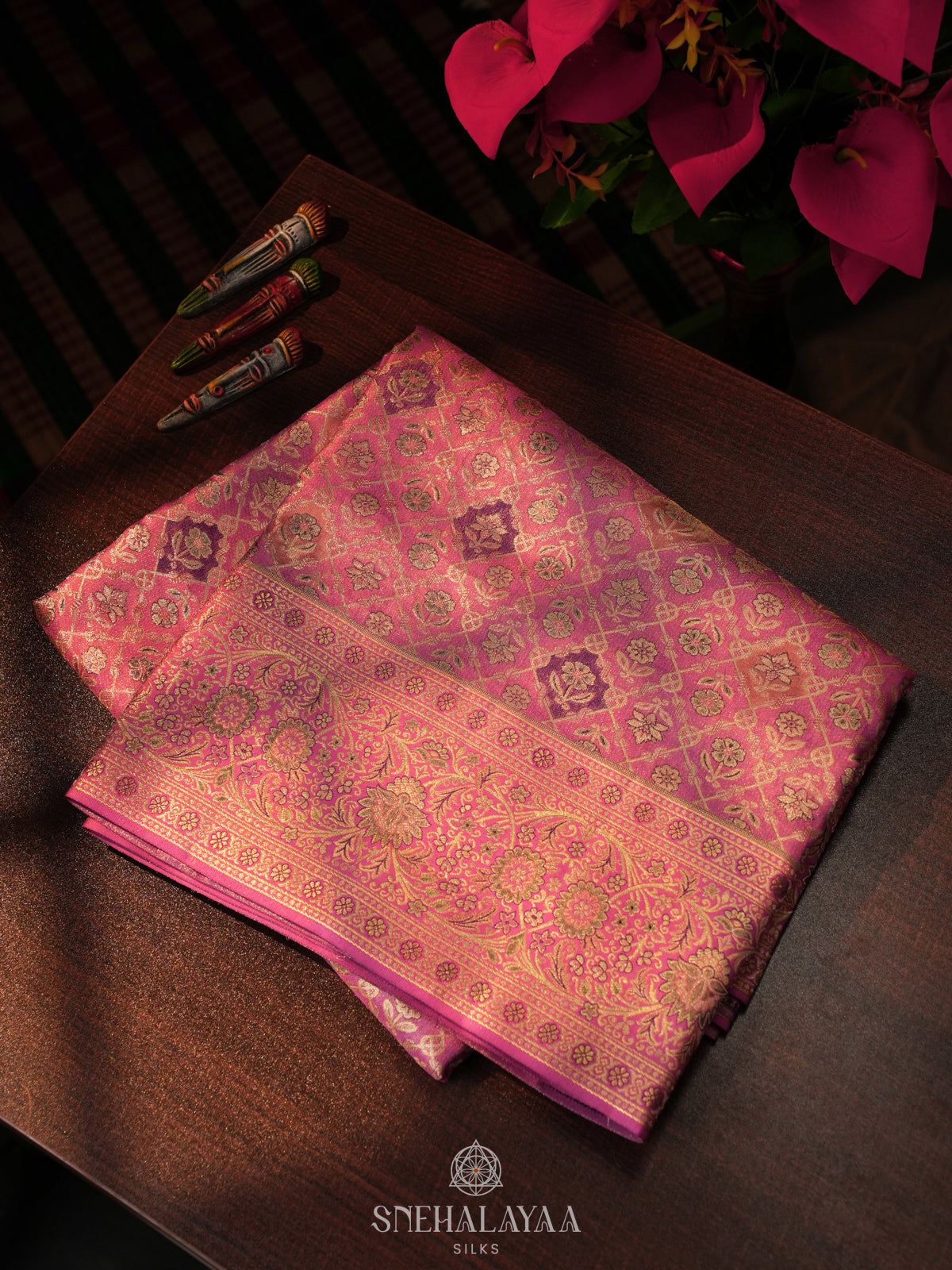 Pink Kanjivaram Silk Saree