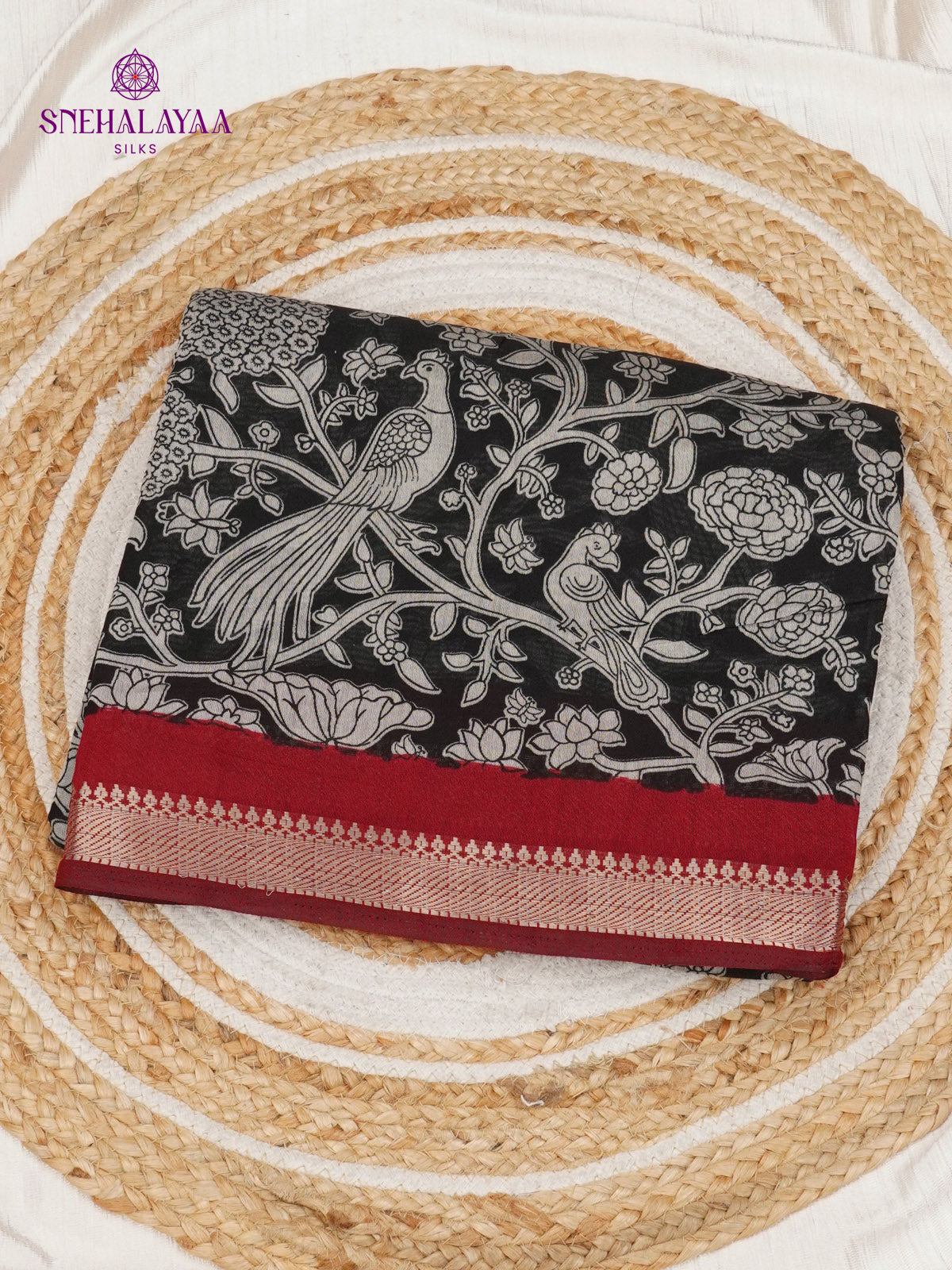 Charcoal Black Chanderi Saree