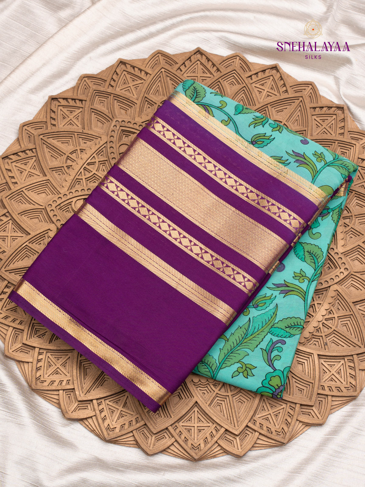 Green Printed Mysore Silk Saree