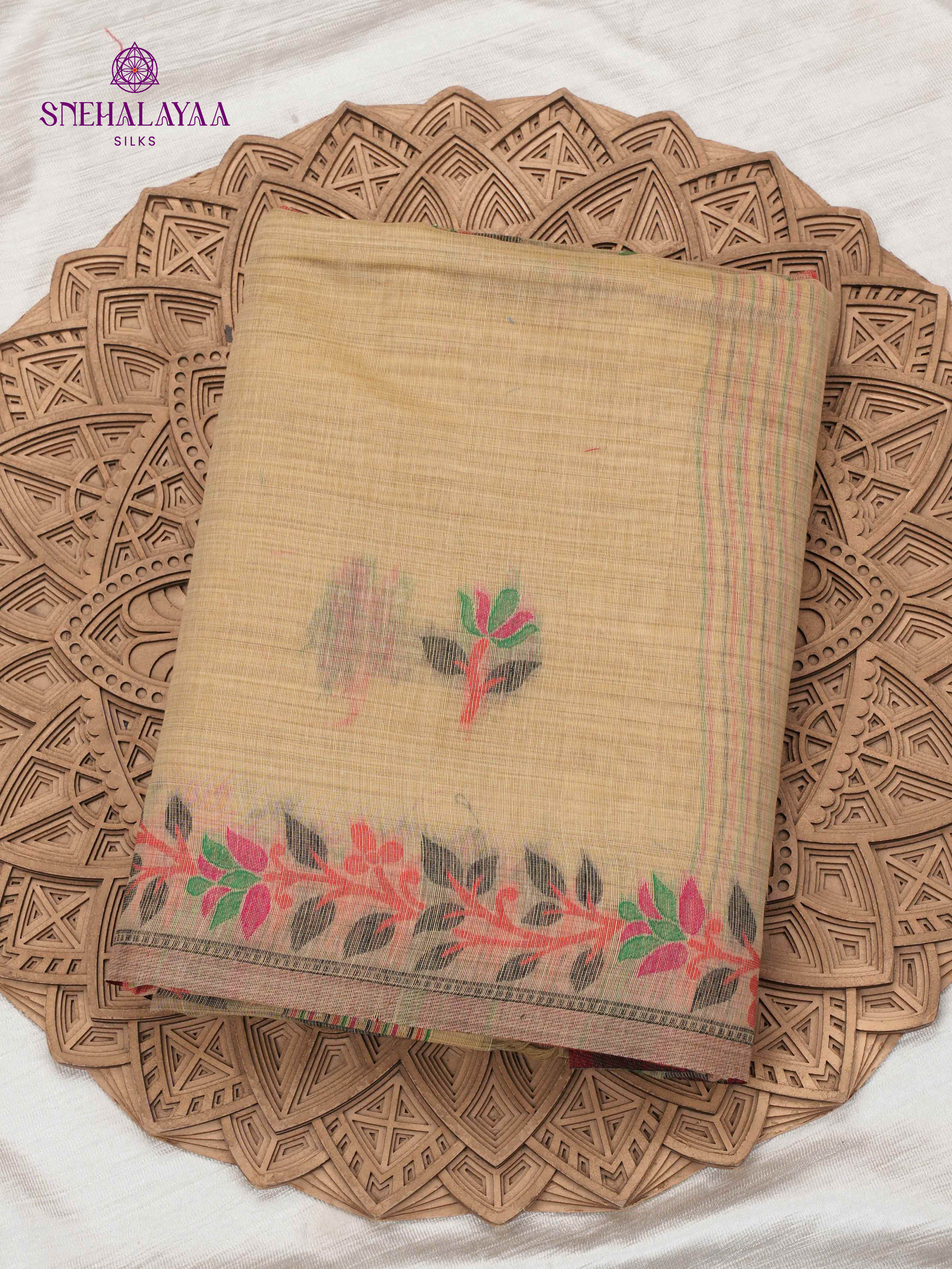 Beige Munga Cotton Saree