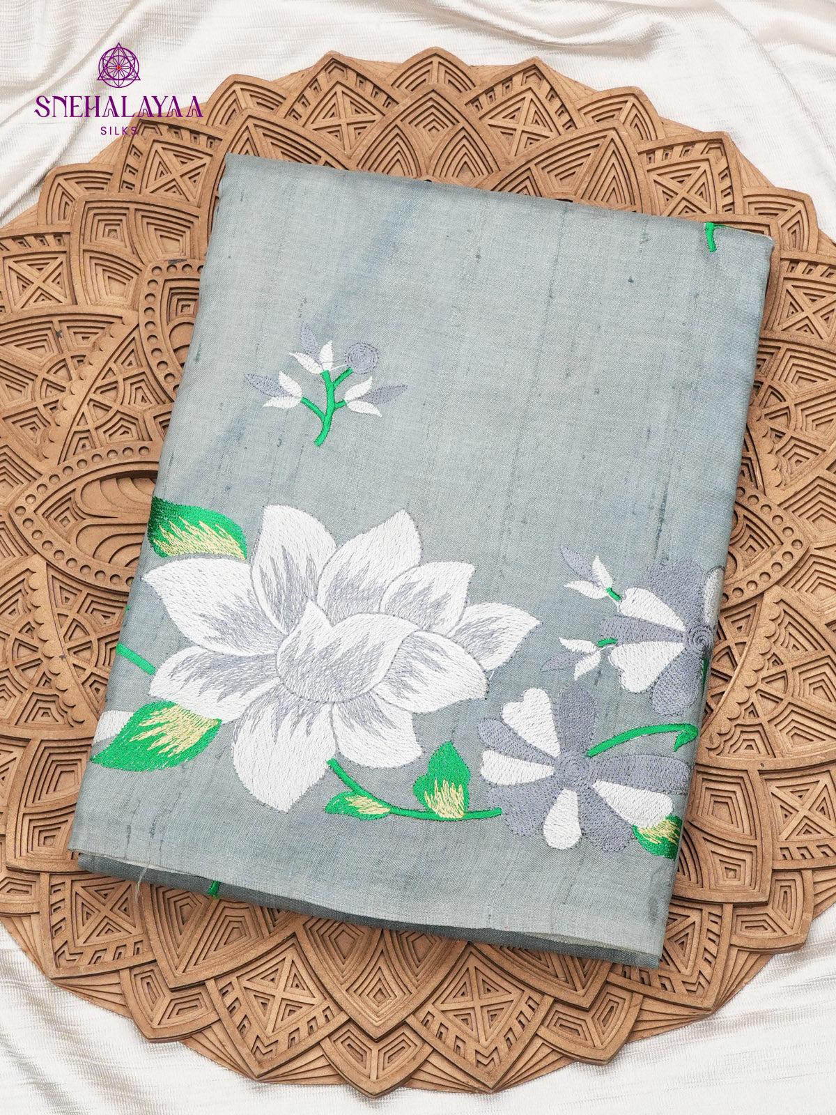 Grey Tusaar Silk Saree