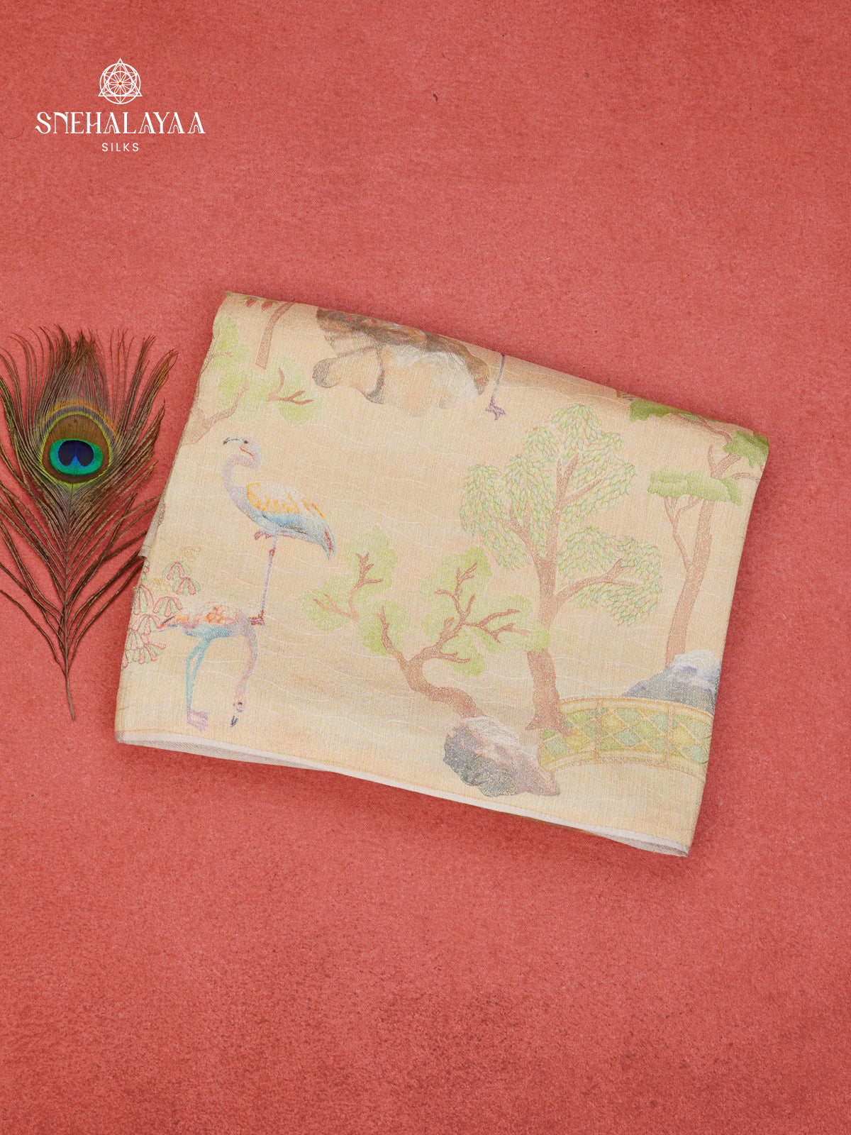 Cream Tissue Tussar Saree