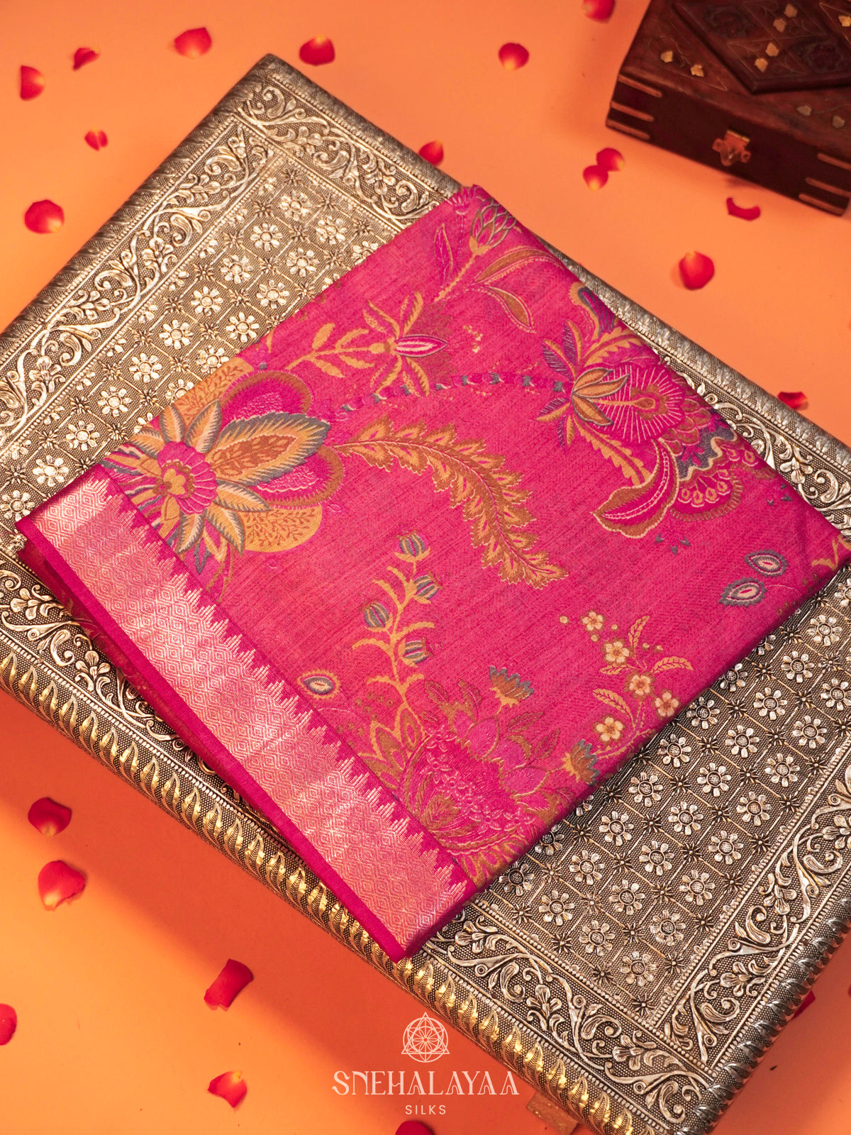 Pink Munga Tussar Saree