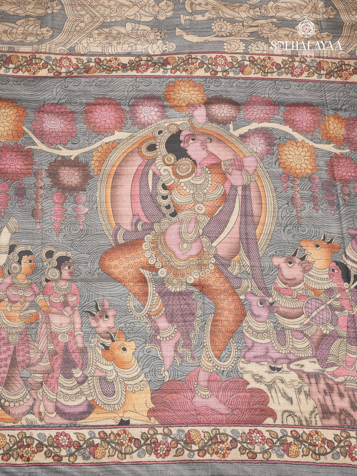 Grey Kalamkari Tussar Saree