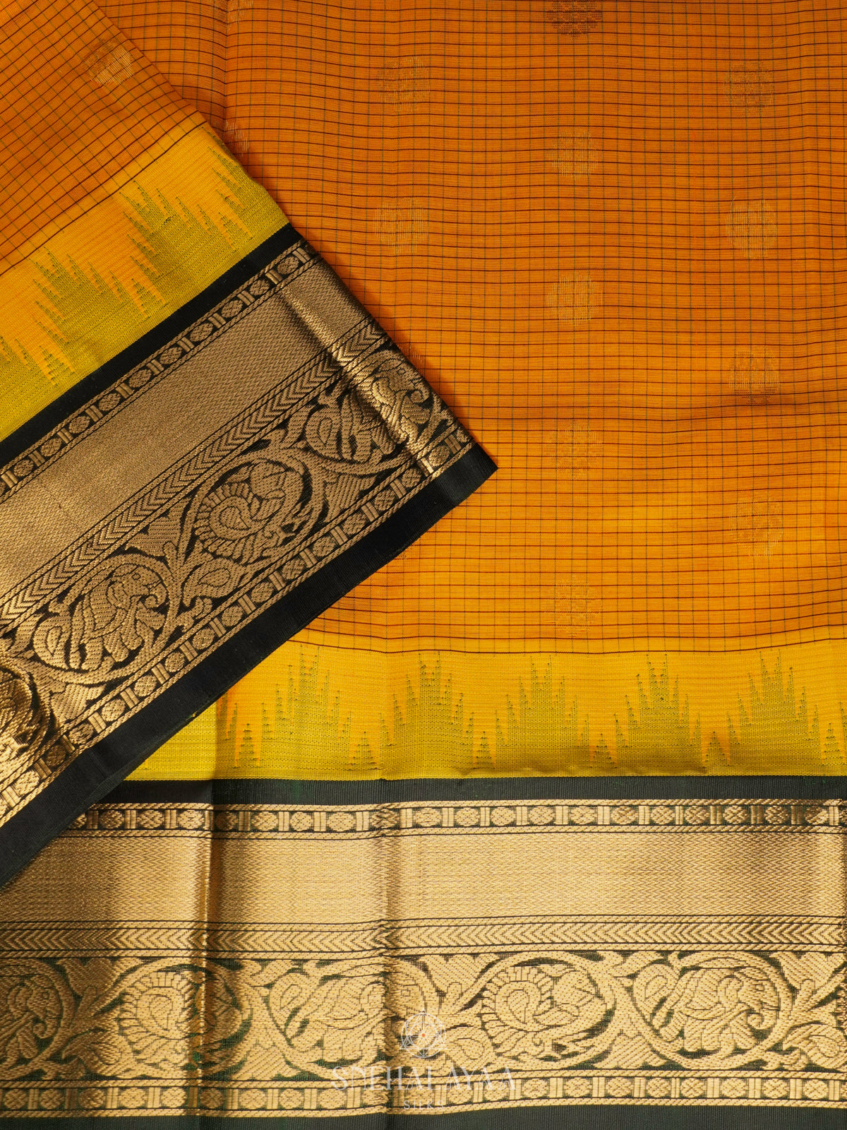 Orange Kanchi Silk Cotton Saree