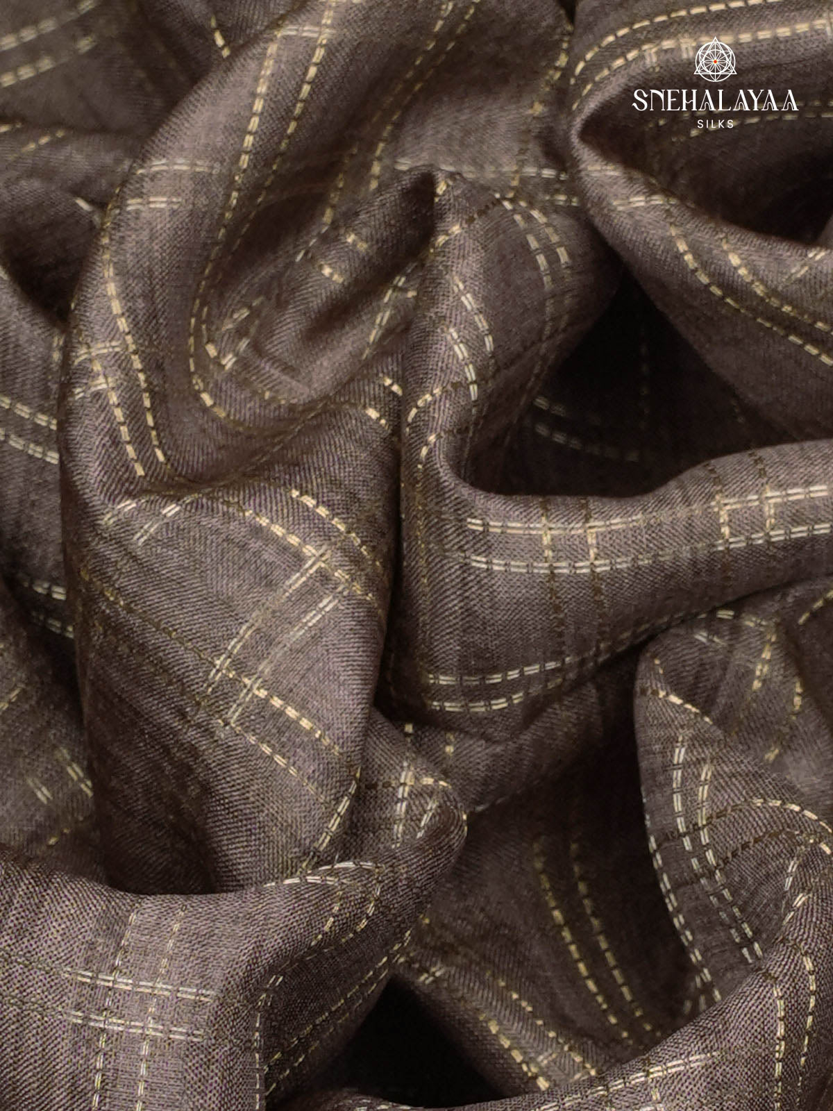 Brown Printed Tussar Saree