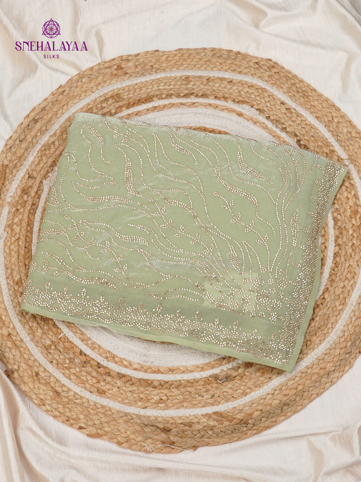 Pastel Green Designer Saree