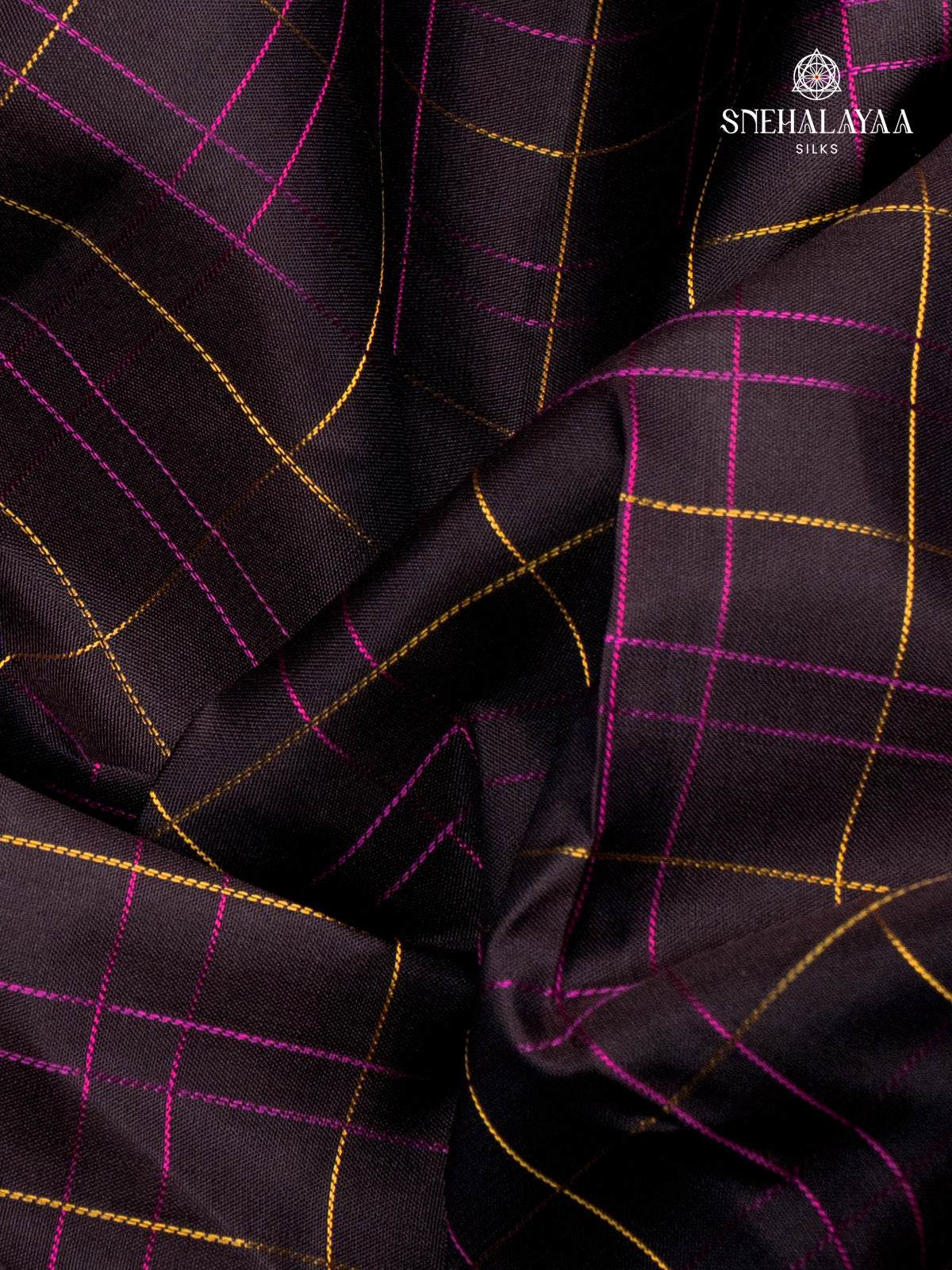 Chocolate Brown Korvai Kanjivaram Silk Saree