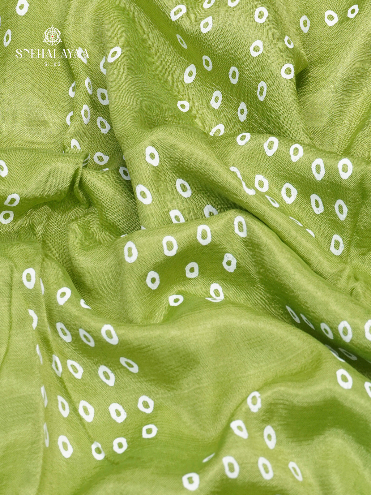 Pista Green Mangalagiri Silk Cotton Saree with Bandhani Design