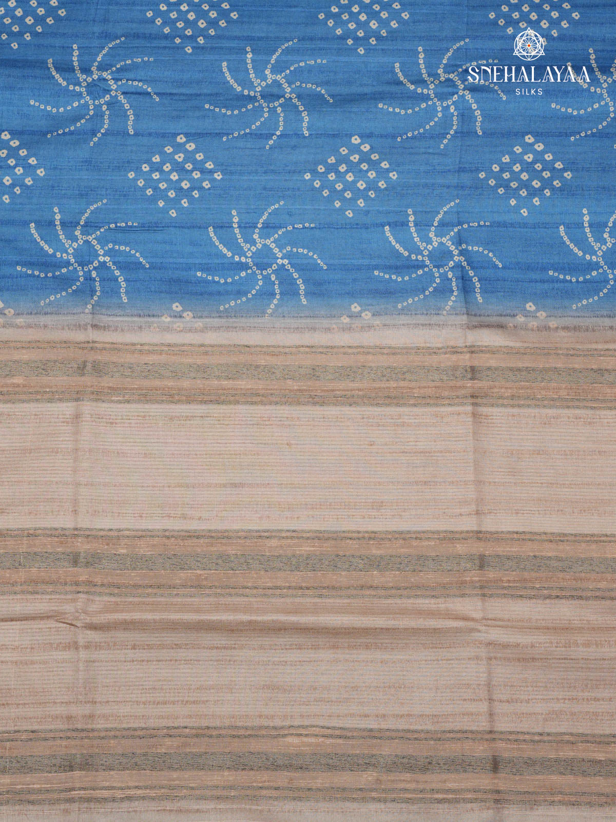 Royal Blue Printed Tussar Saree