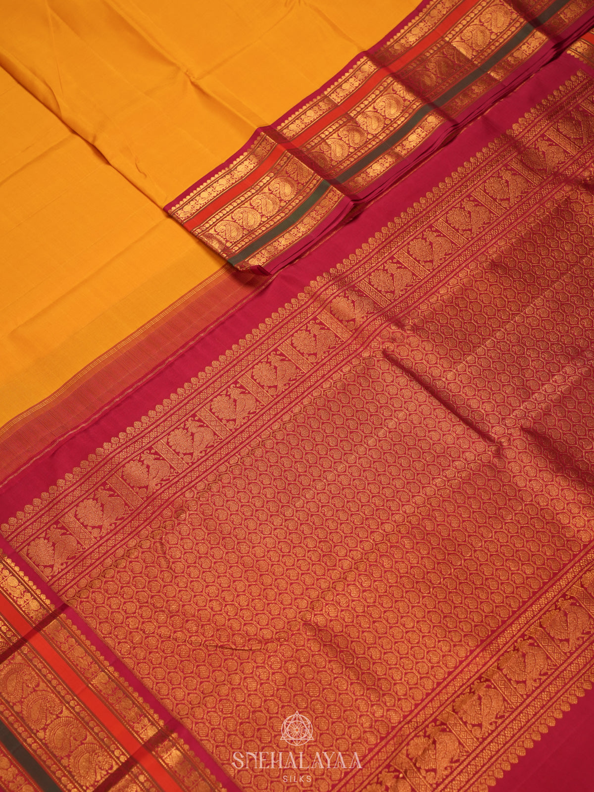 Mango Yellow Kanjivaram Silk Saree