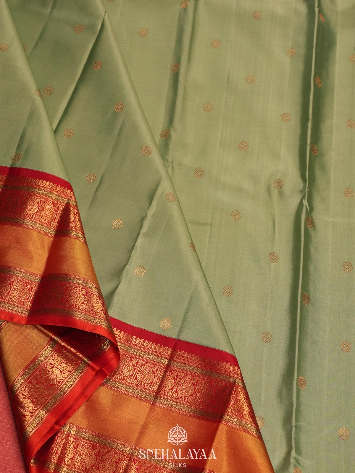 Pista Green Kanjivaram Silk Saree