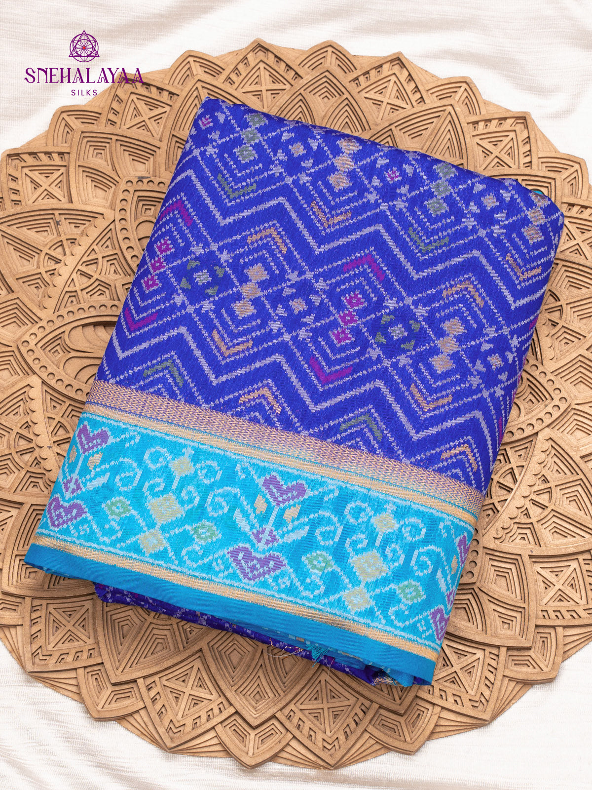 Blue Ikat Silk Saree