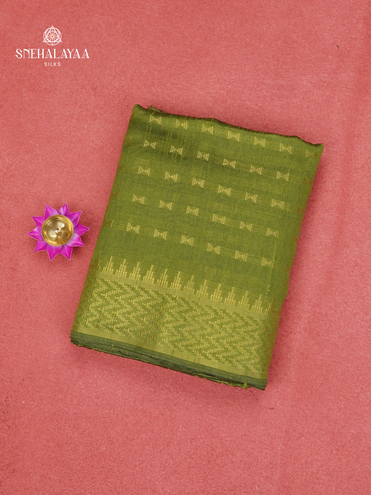 Olive Green Bamboo Silk Saree
