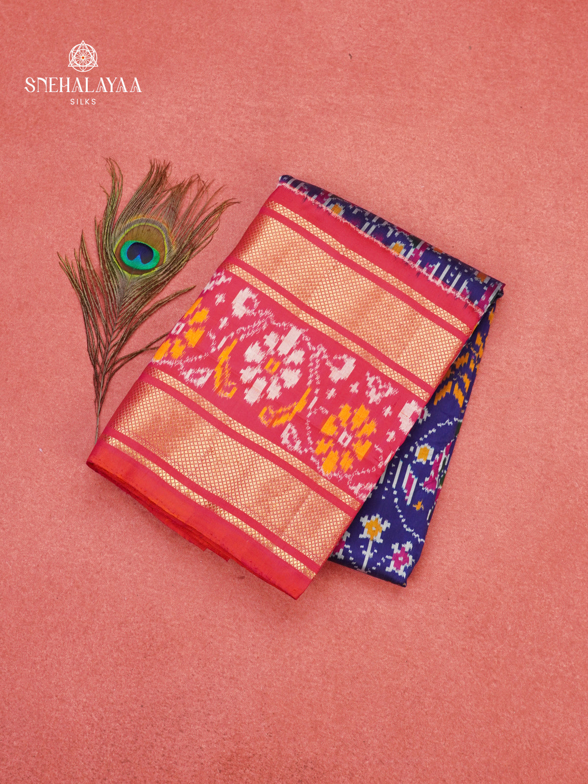 Navy Blue Ikat Saree