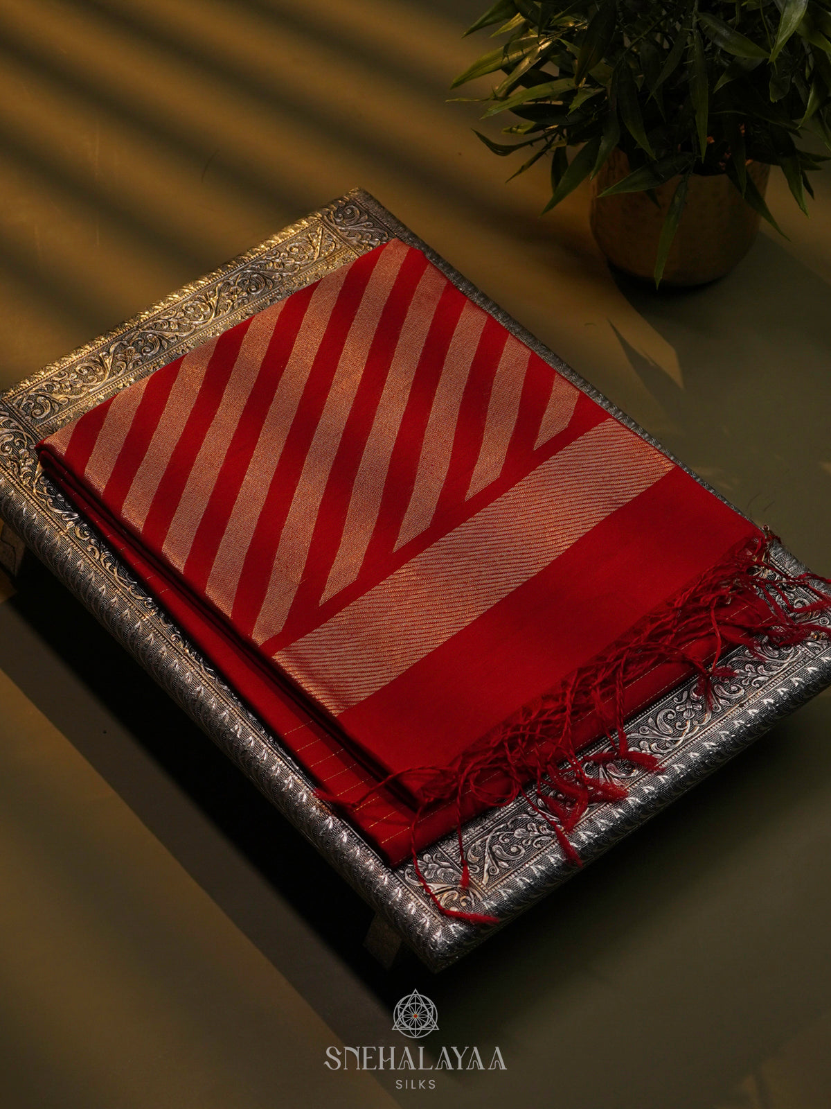 Red Kora Silk Cotton Saree