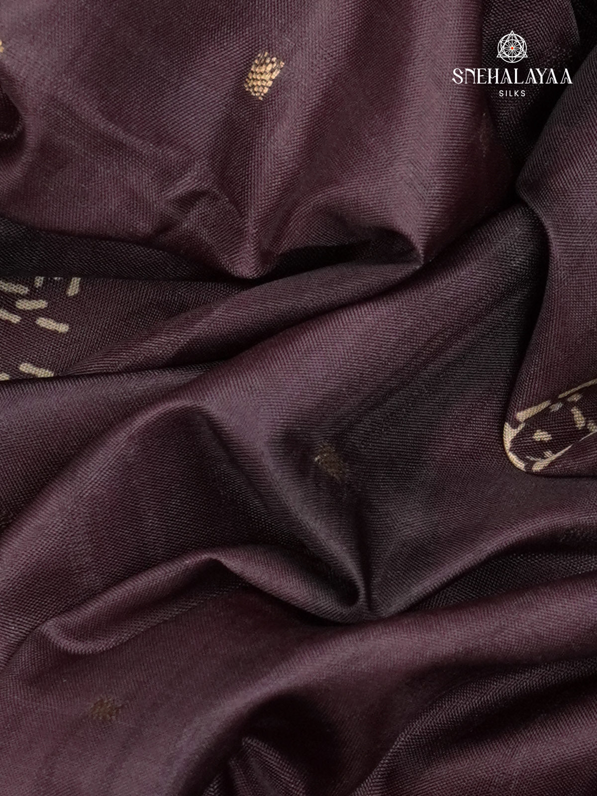 Aubergine Floral Printed Tussar Saree