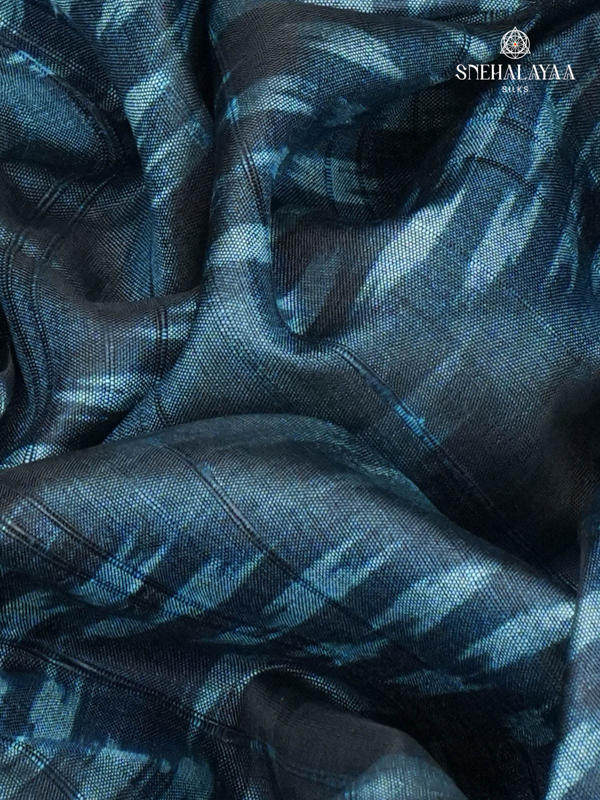 Teal Blue Printed Tussar Saree