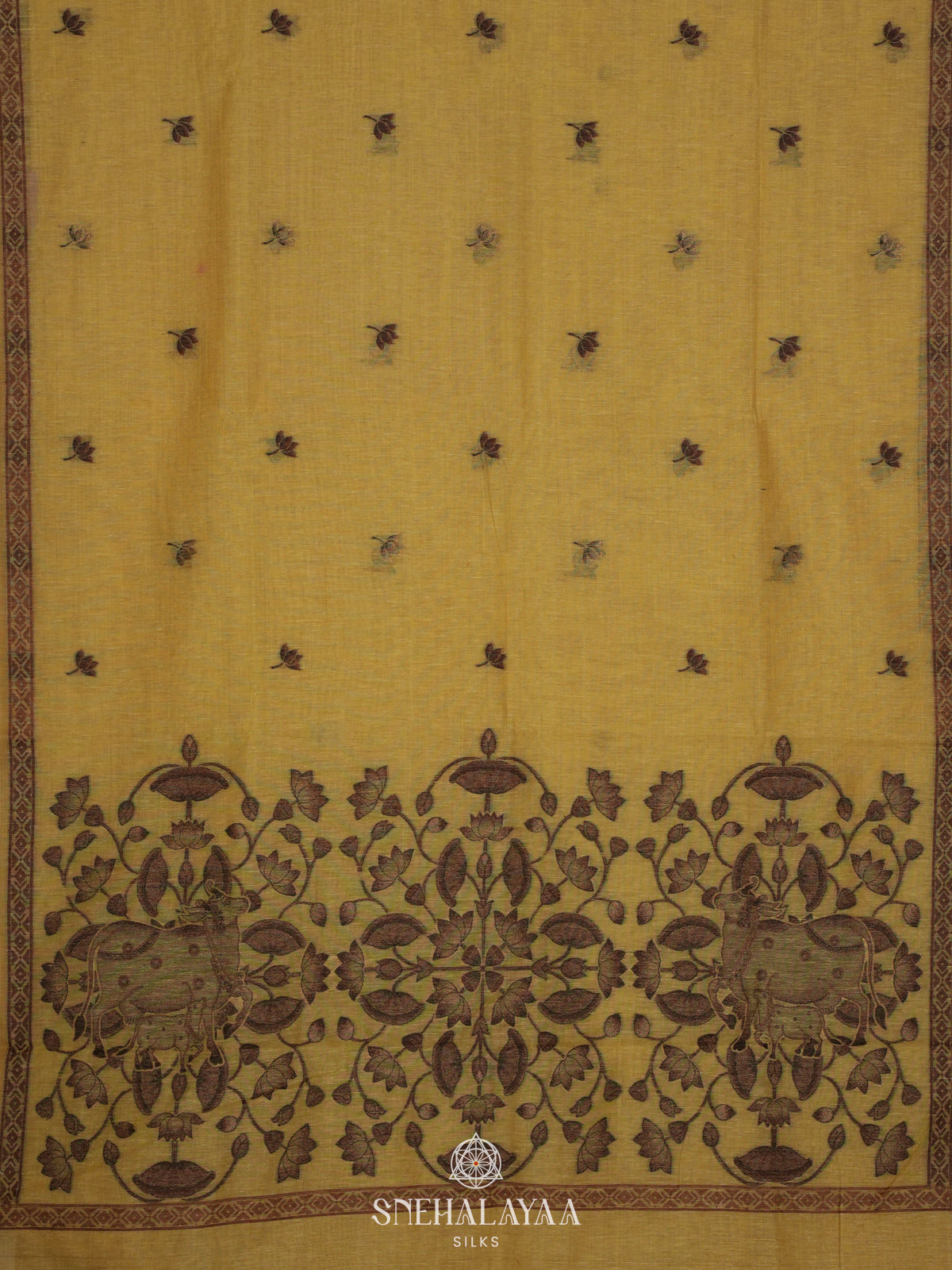 Yellow Munga Cotton Saree