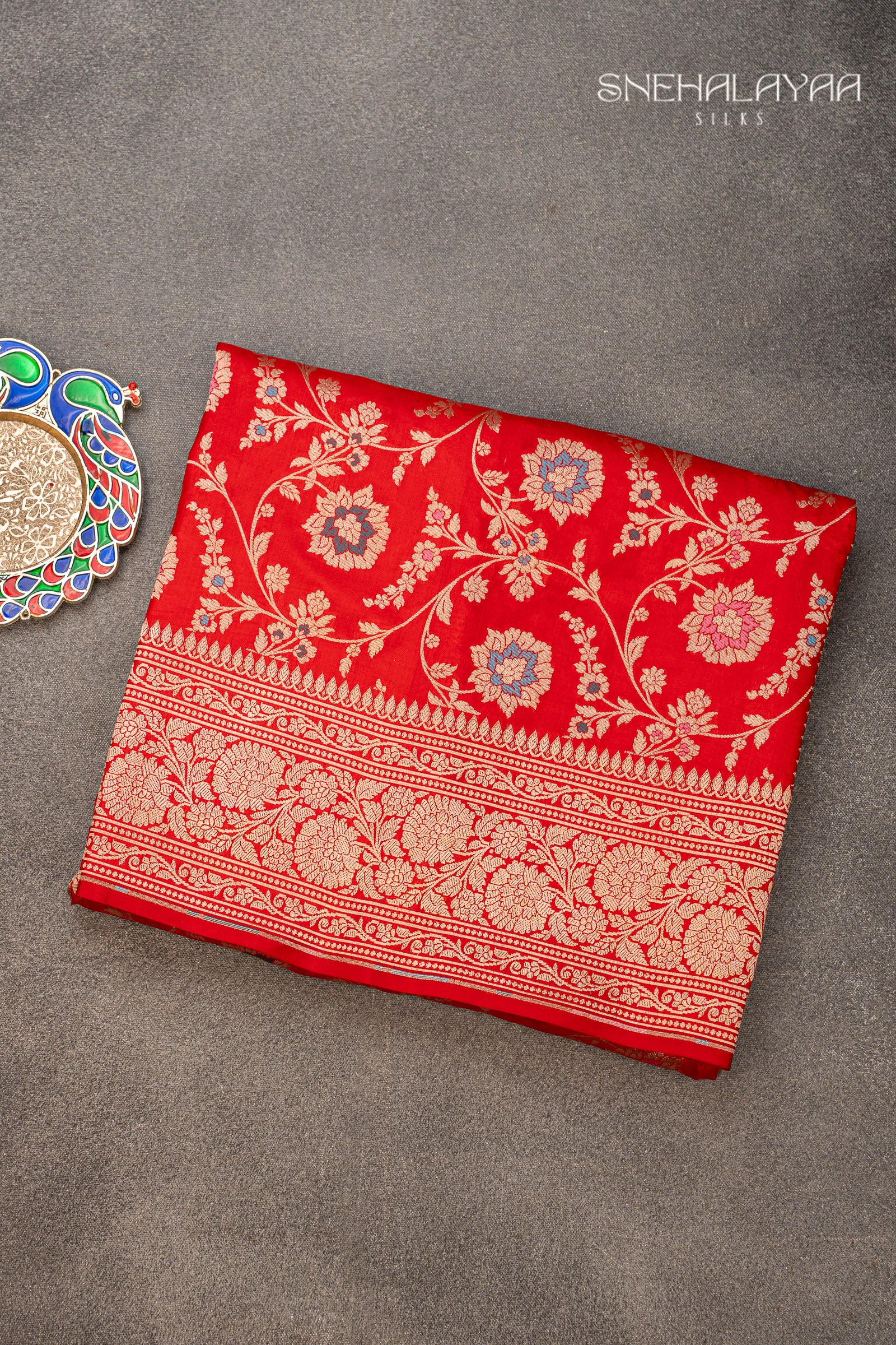 Scarlet Red Banaras Silk Saree