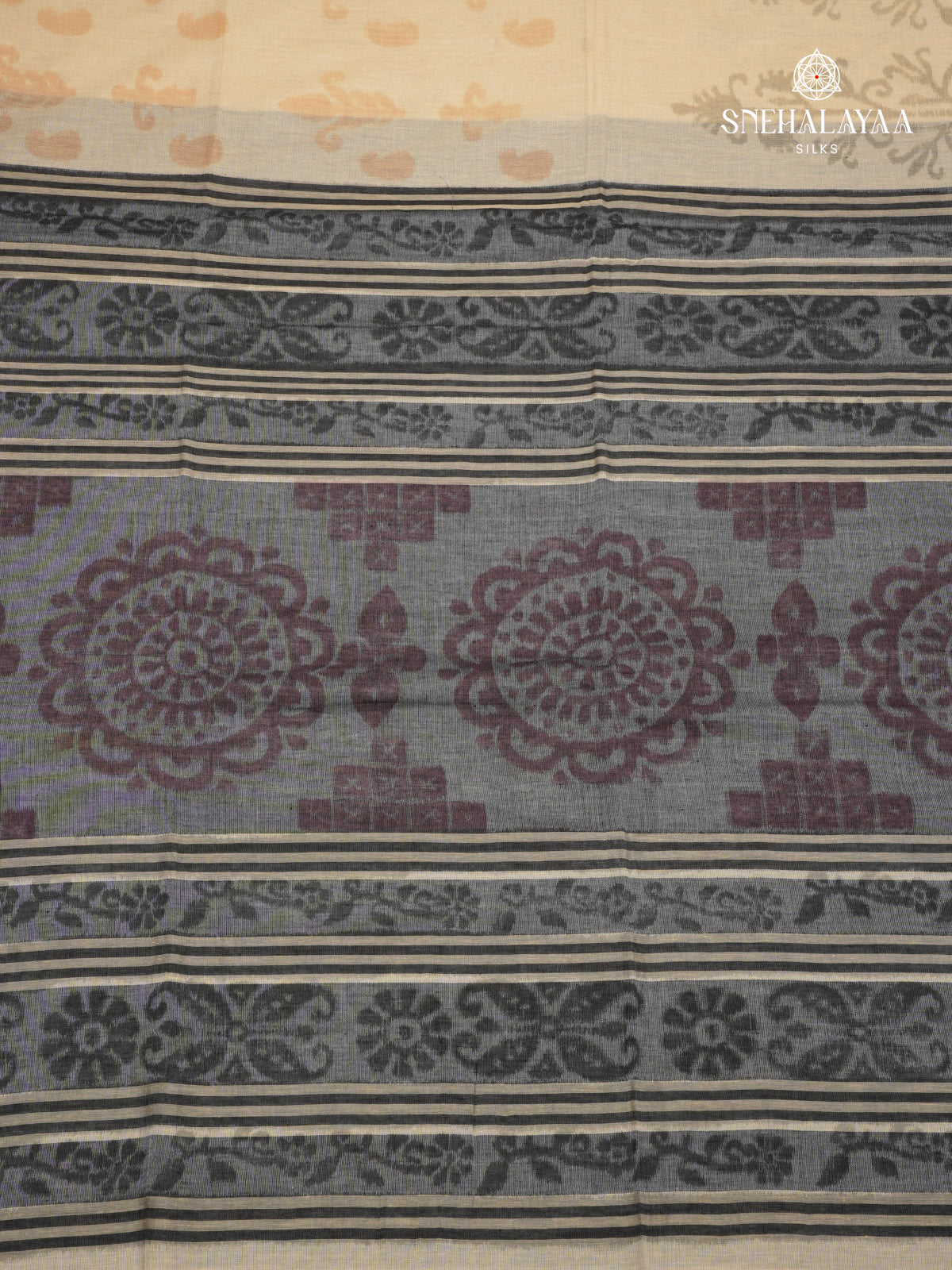 Cream Khadi Cotton Saree