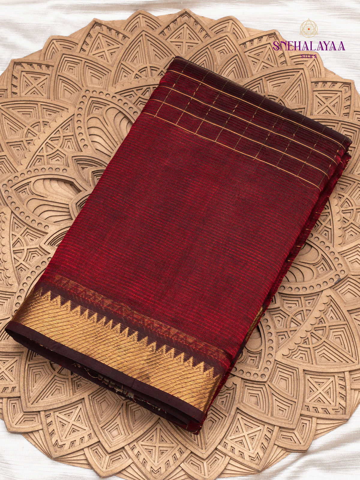 Maroon Mangalagiri Silk Cotton Saree