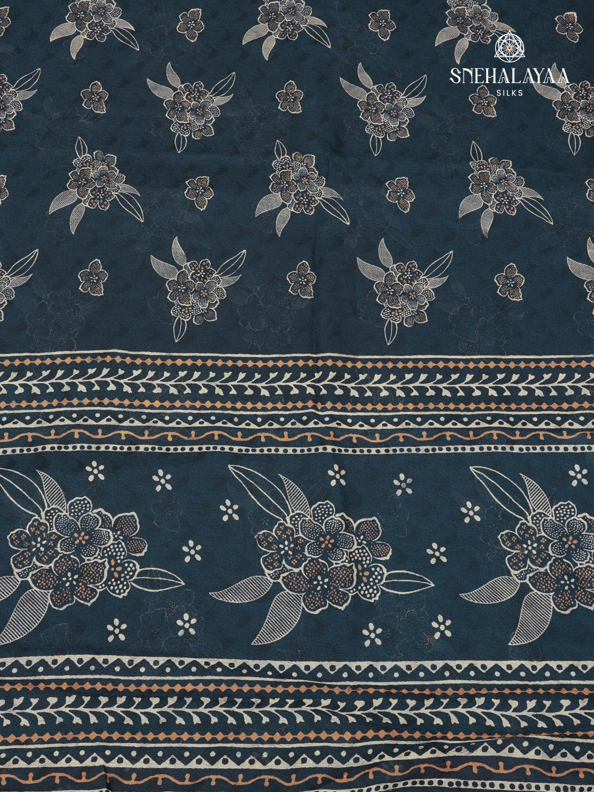 Peacock Blue Printed Matka Saree