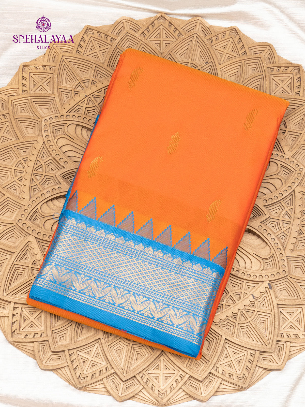 Orange Gadwal Silk Saree