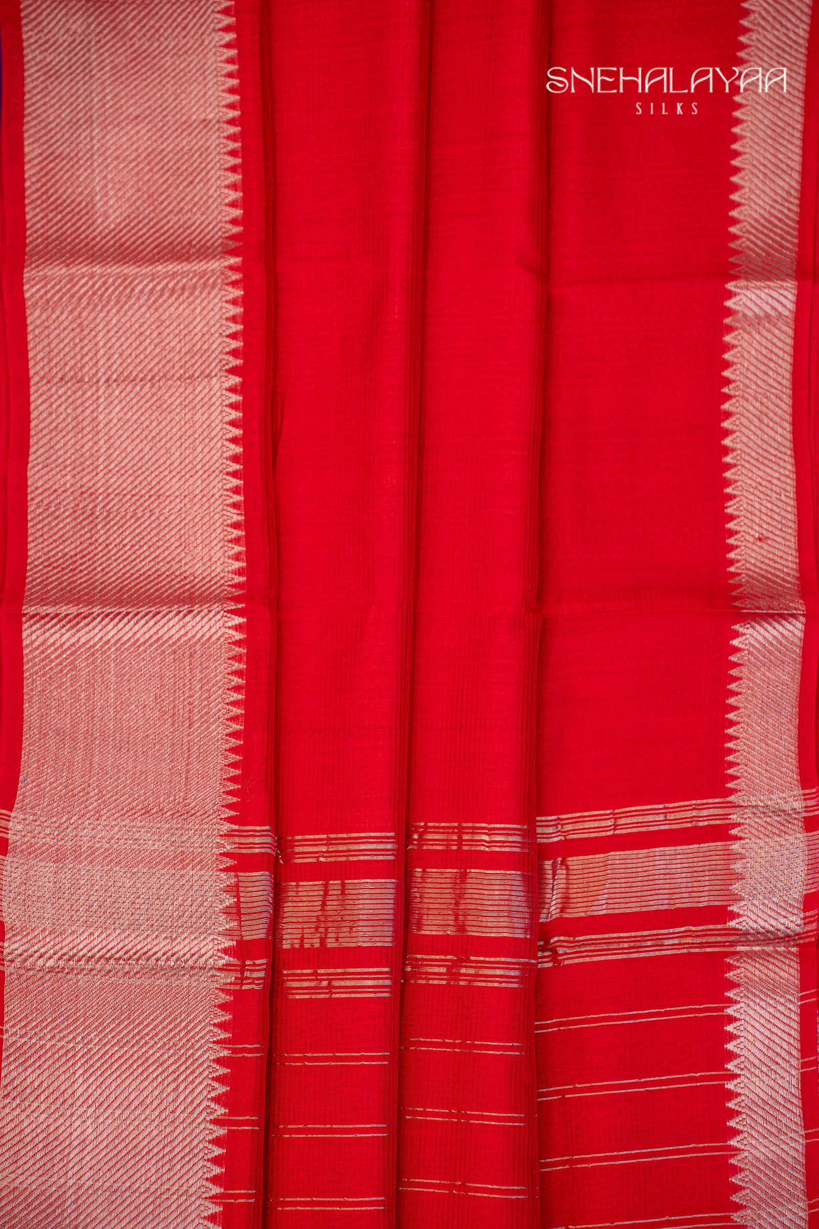 Candy Red Mangalgiri Silk Saree