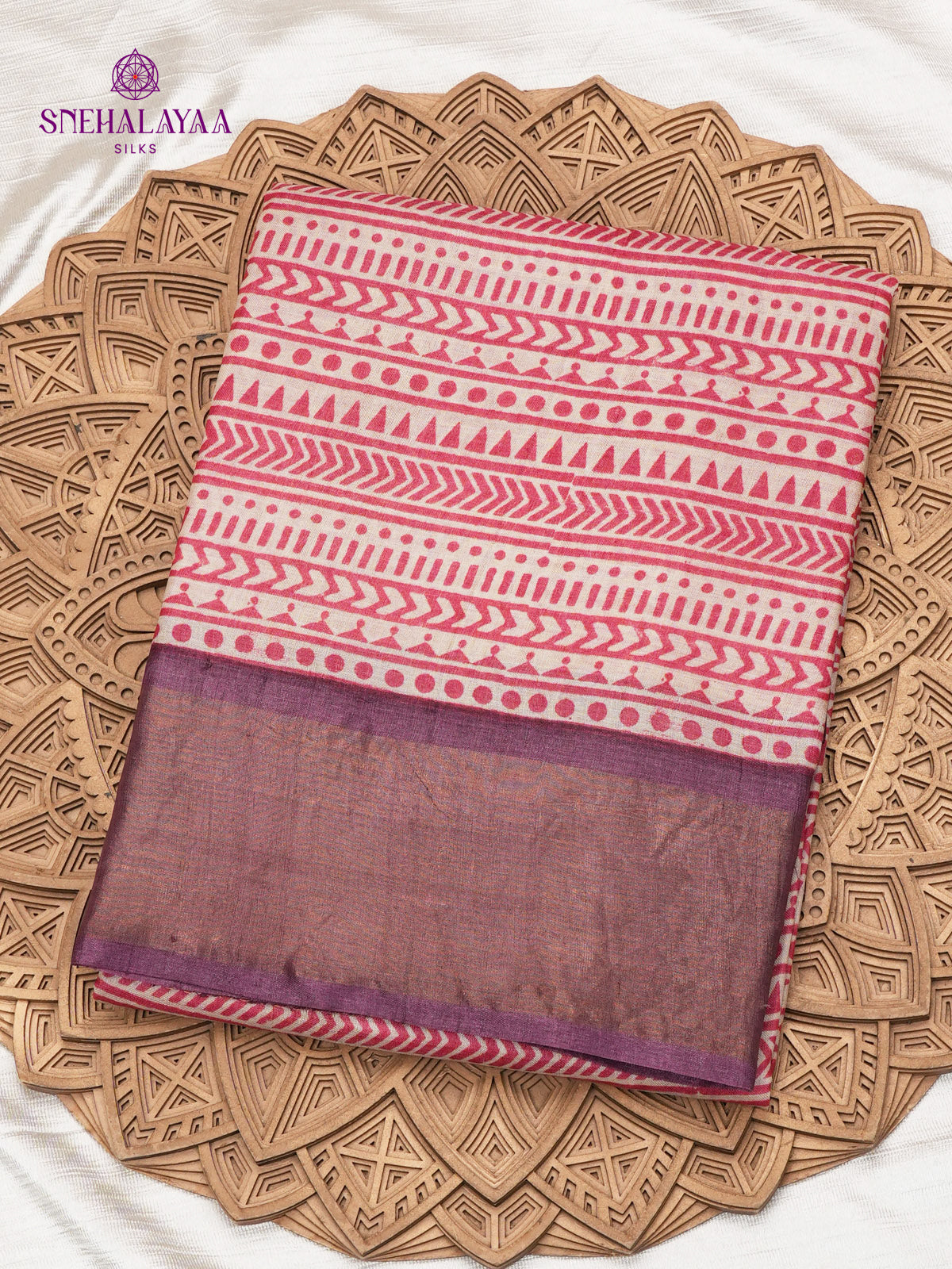 Peach Tussar Silk Saree