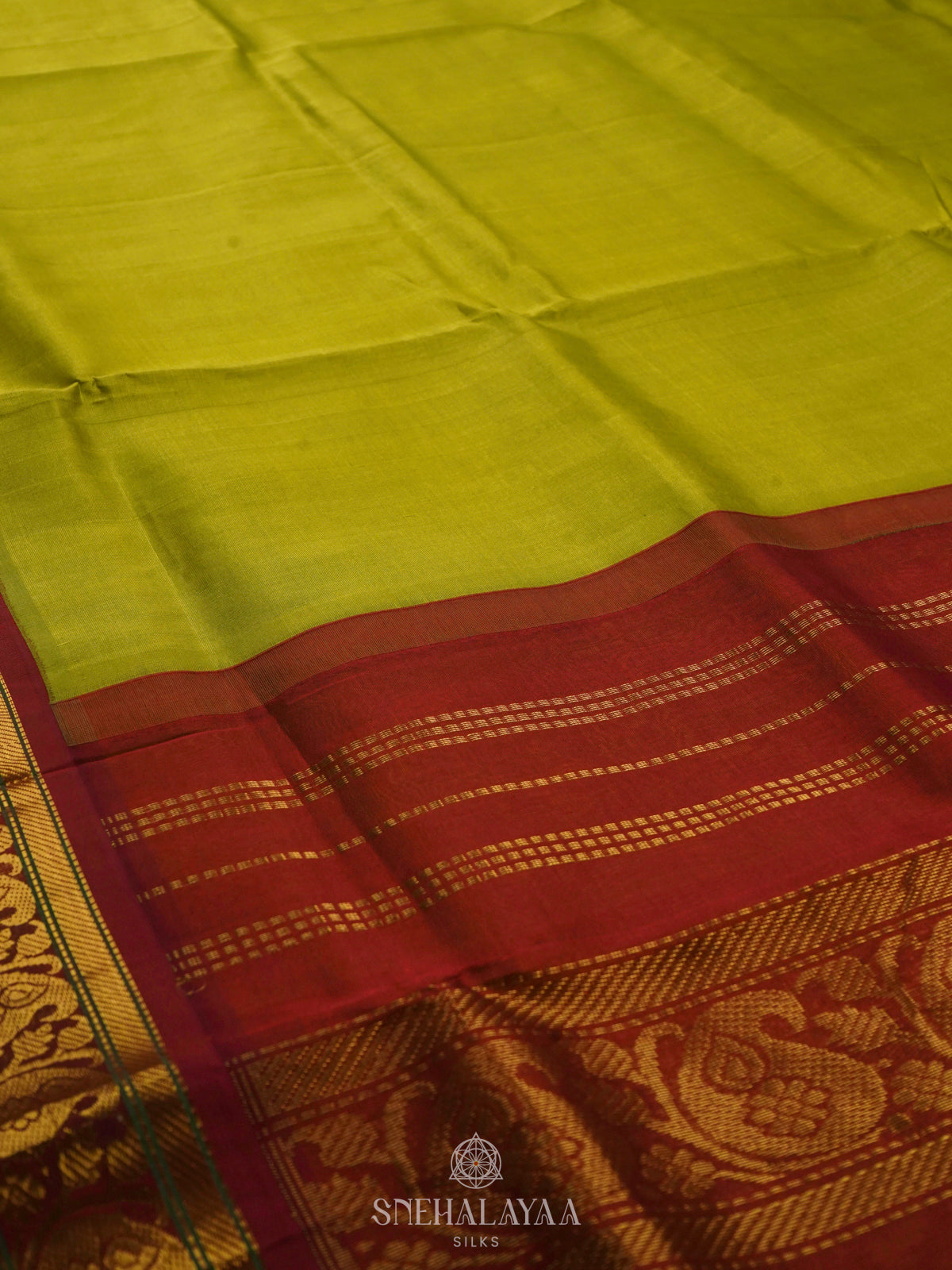 Lime Green Kanchi Silk Cotton Saree