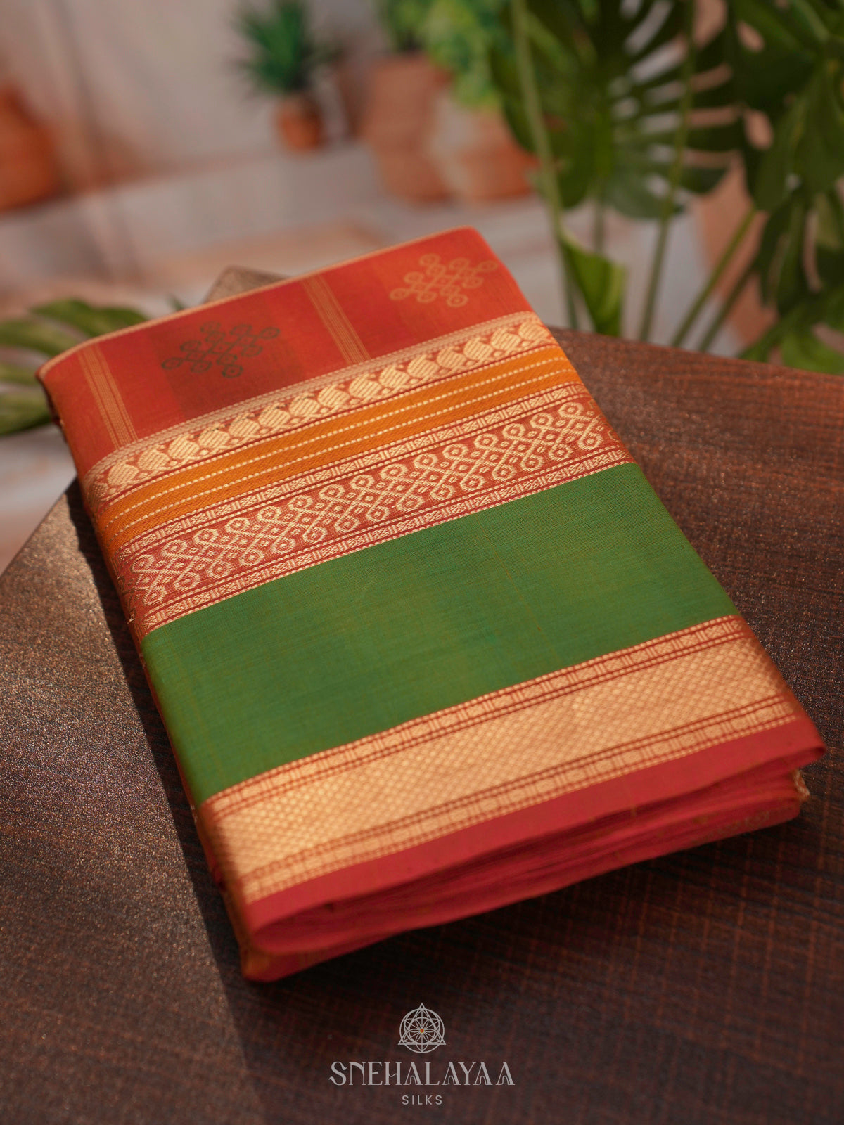 Orange Kanchi Cotton Saree
