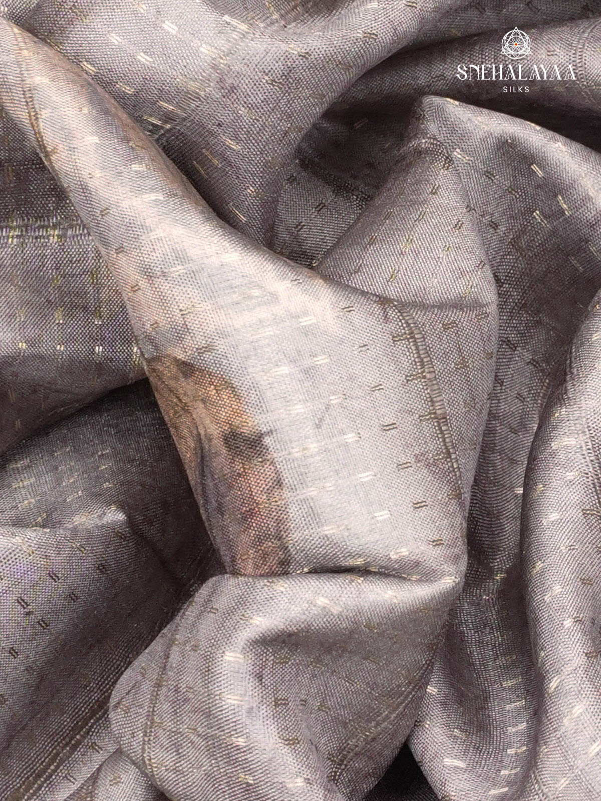 Grey Floral Printed Tussar Saree