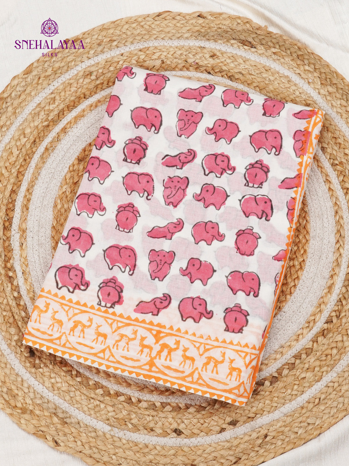 White Jaipur Cotton Saree