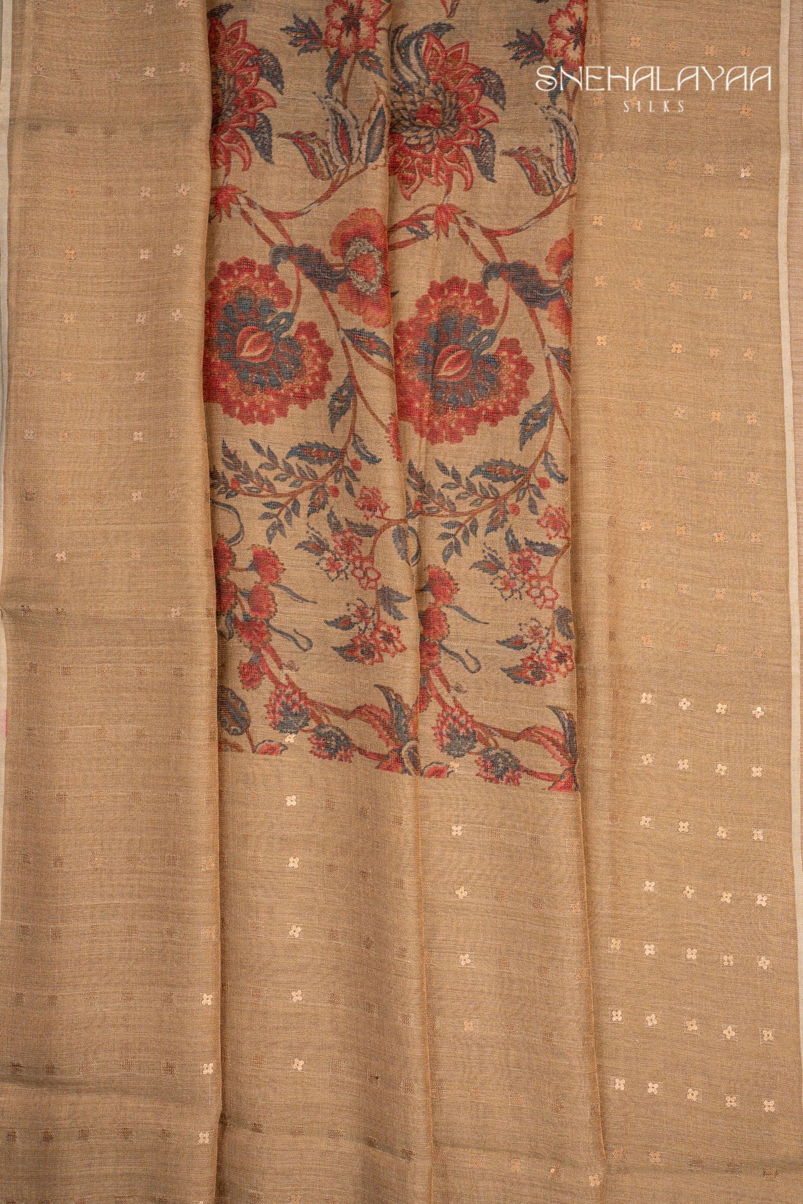 Tortilla Brown Matka Silk Saree