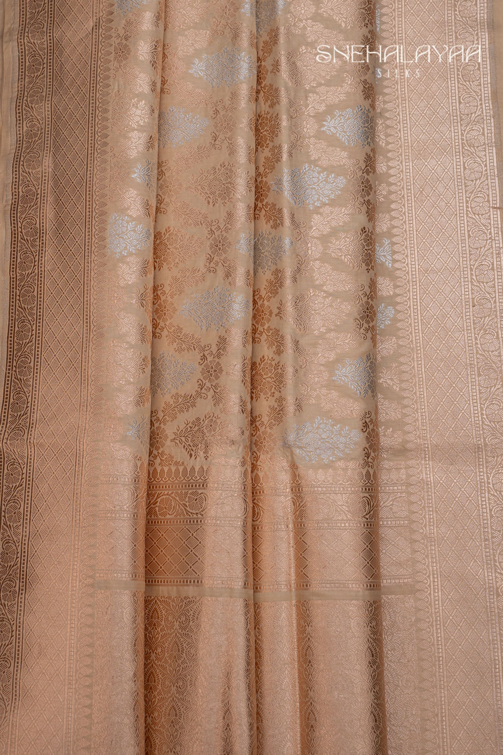 Cantaloupe Orange Banaras Silk Saree