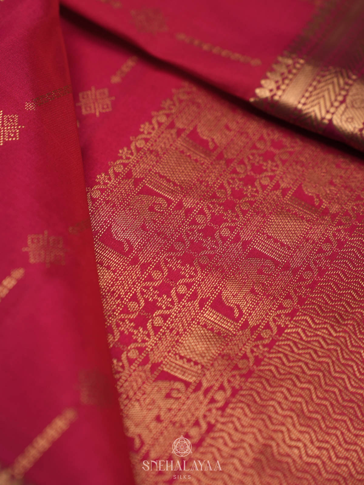 Pink Kanjivaram silk saree