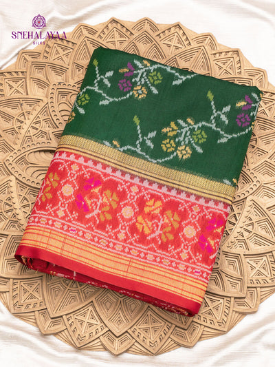 Green Ikat Silk Saree