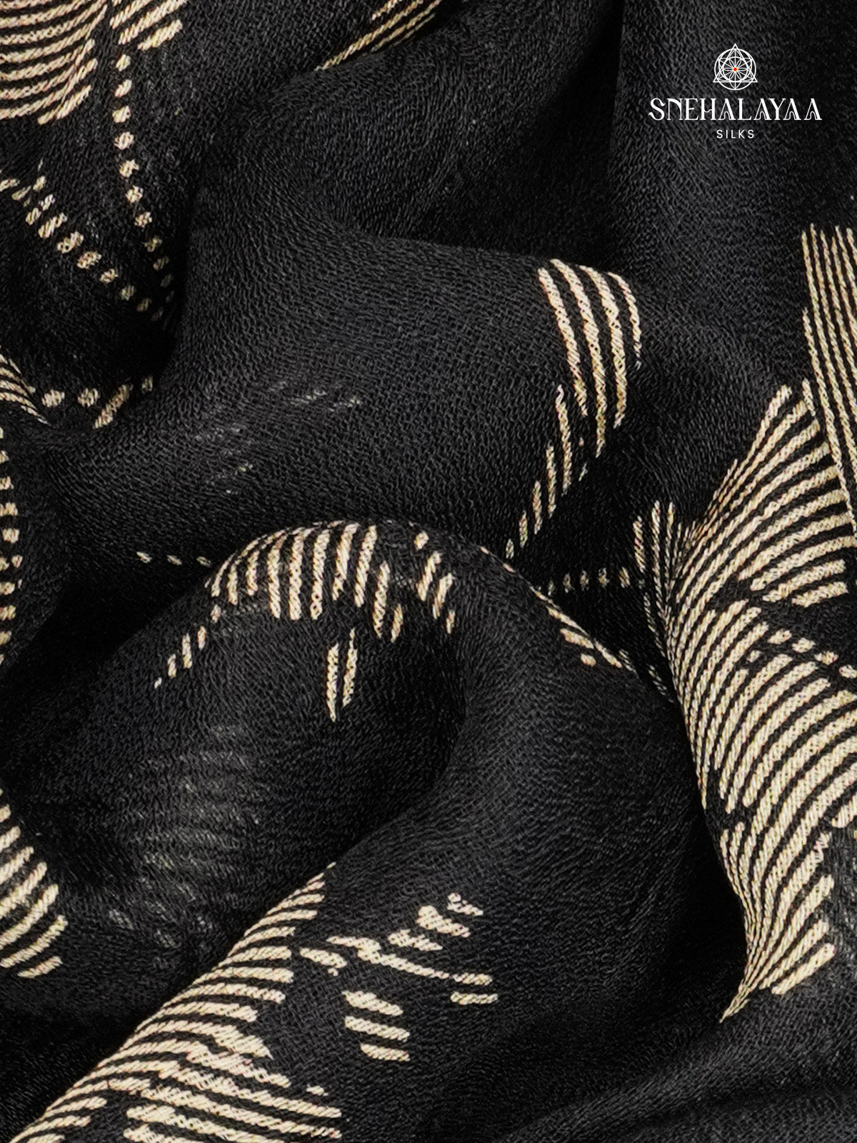 Black Printed Matka Saree