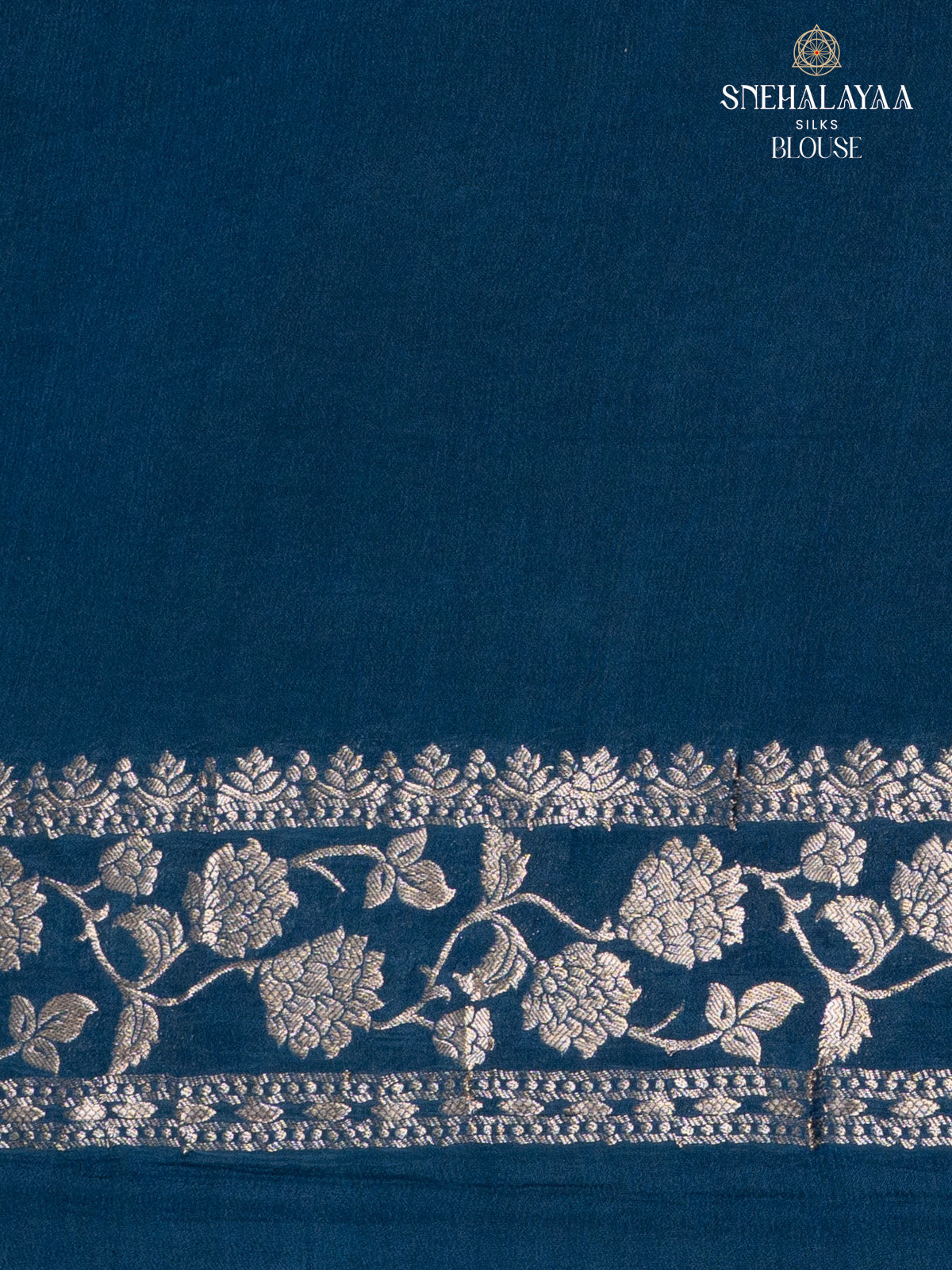 Navy Blue Banaras Crepe Silk Saree