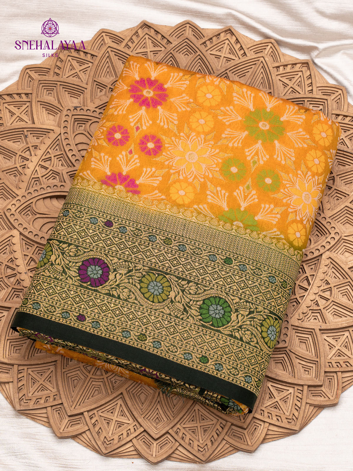 Orange Ikat Silk Saree