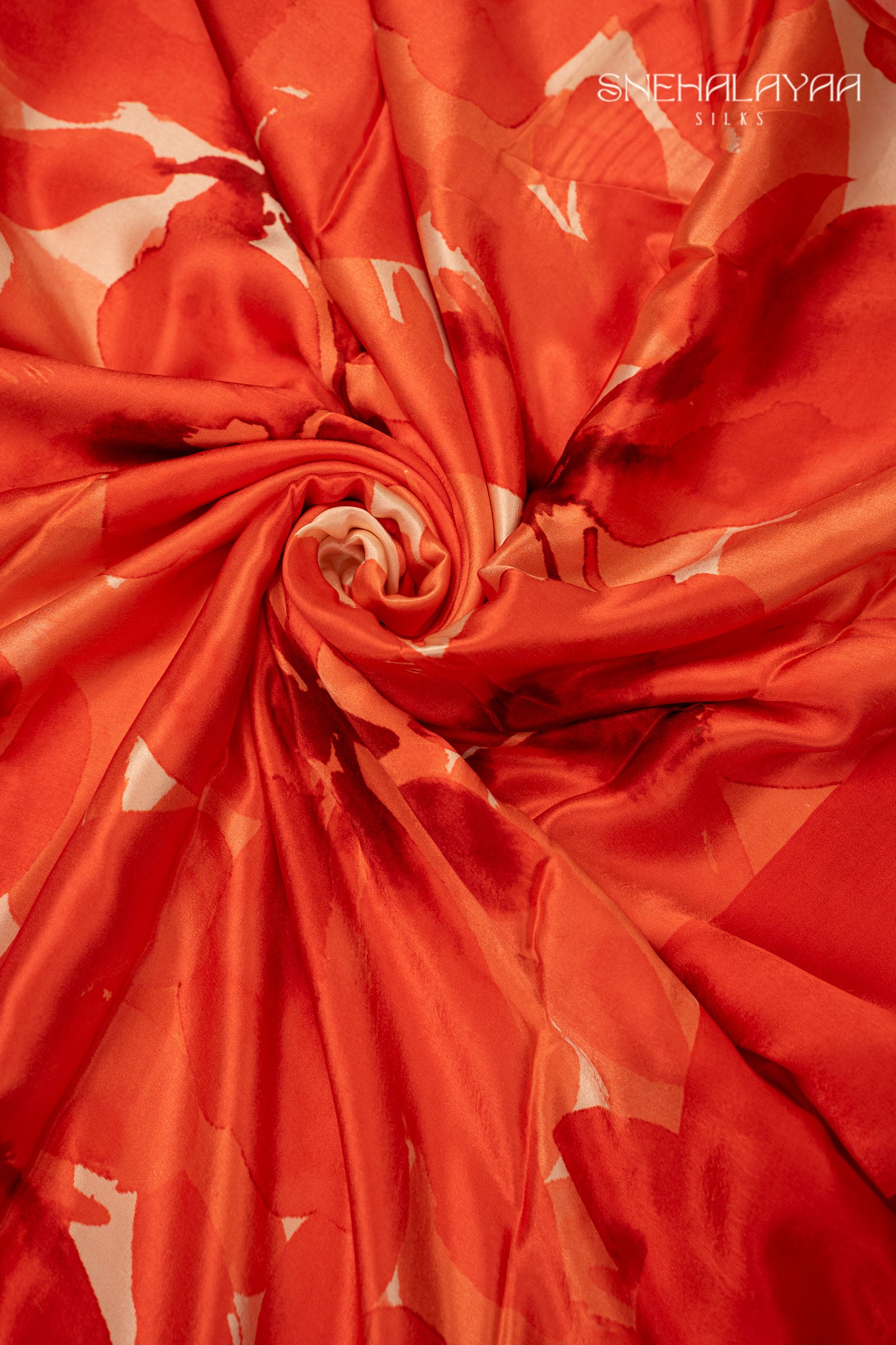 Red Satin Crepe Saree